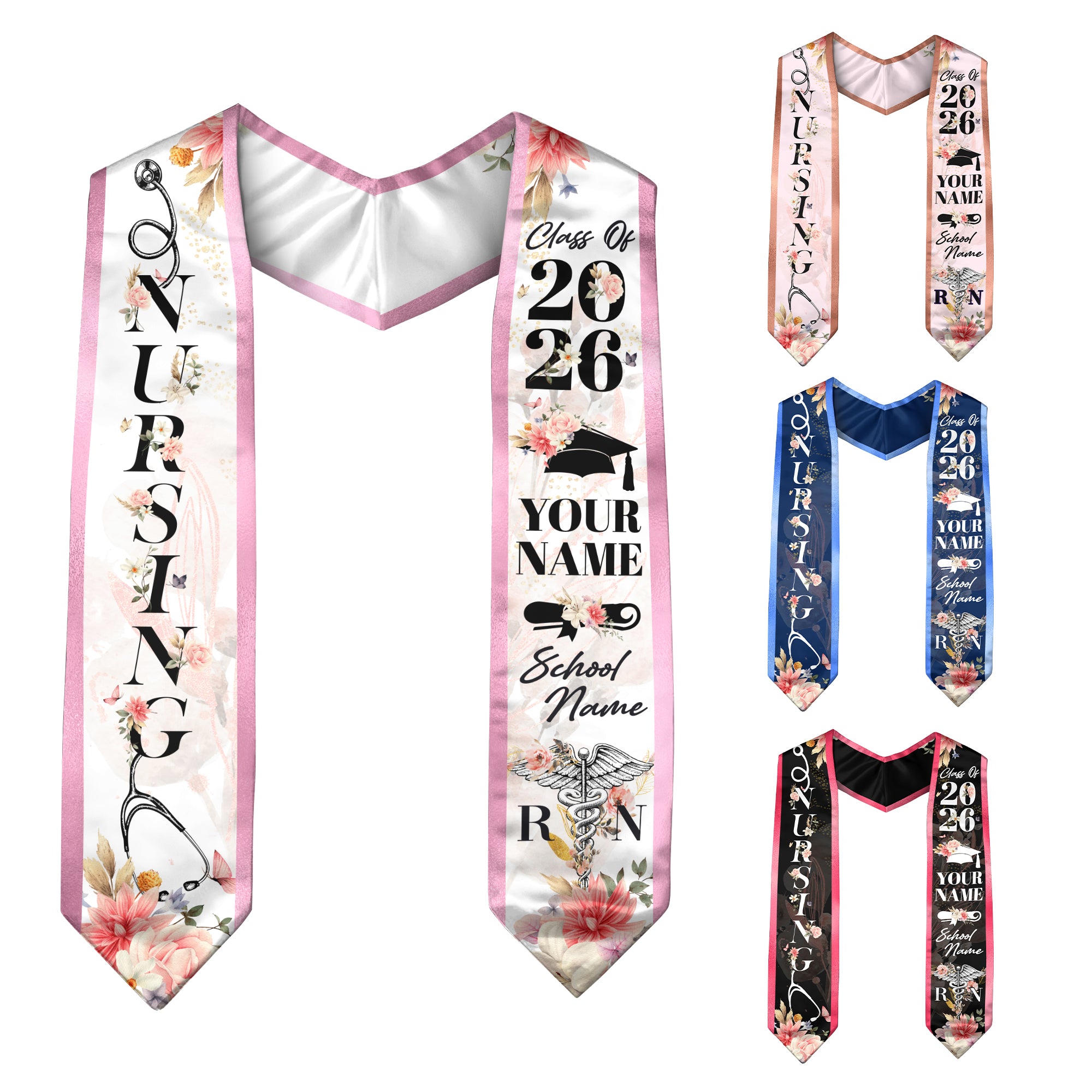 Custom RN Graduation Stole 2026, Nursing Stole Sash for Nurses, Class of 2026 Gift