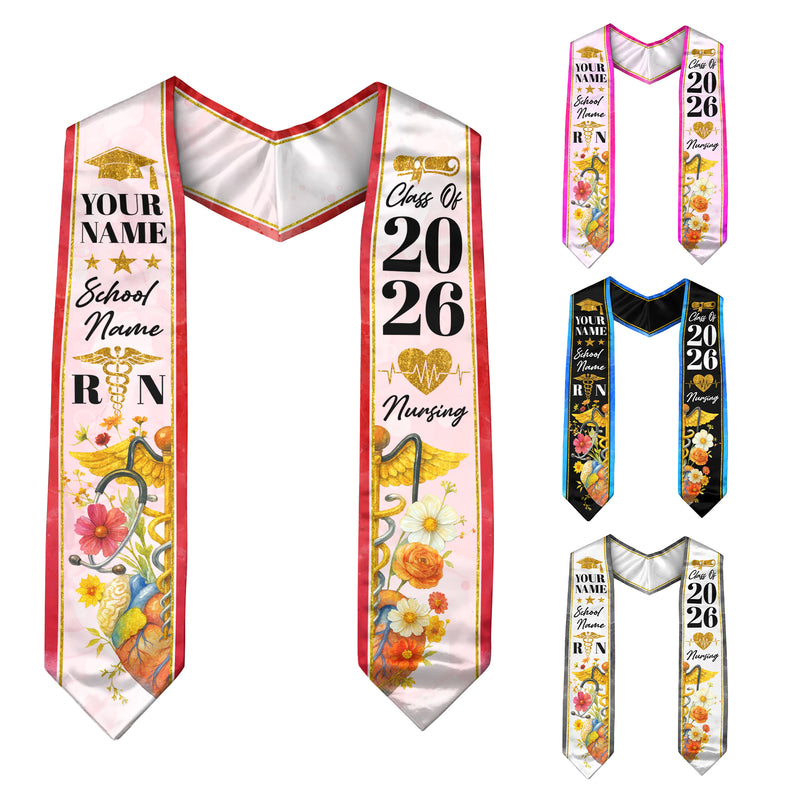 2026 Nursing Graduation Sash, Custom RN Nurse Stole, BSN Style for Class of 2026