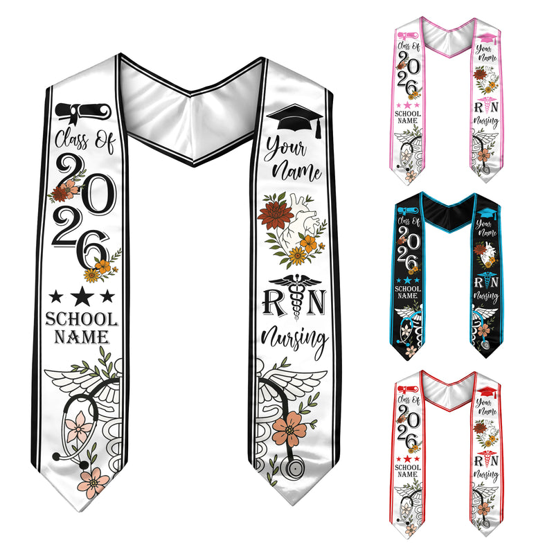 RN Nurse Graduation Sash 2026, Custom Nursing Stole, BSN Stole for Class of 2026