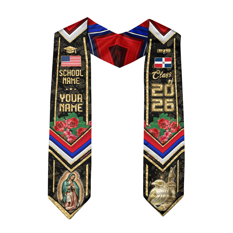 Dominican Graduation Stole 2026, Dominican Flag Sash, Tailored Detail for Class of 2026