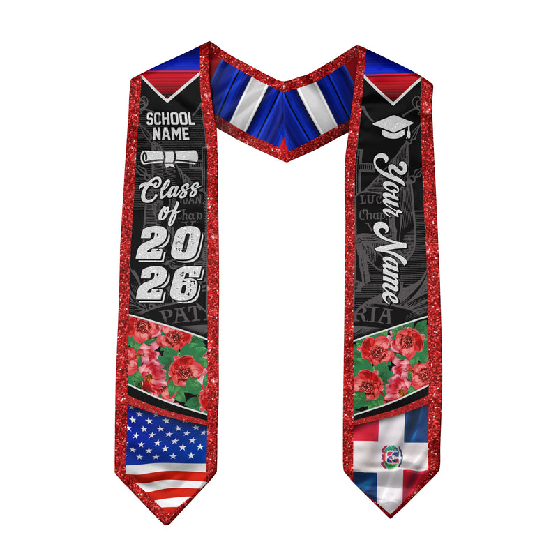 Dominican Flag Graduation Sash 2026, Dominican Stole, Bespoke Touch Grad Accessory