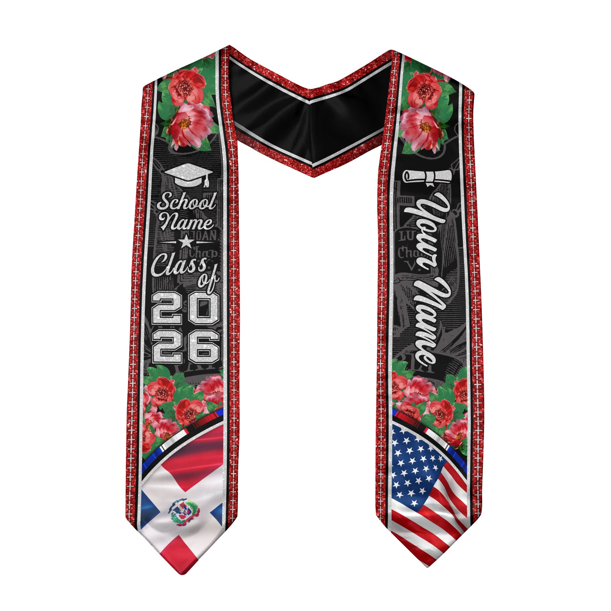 Class of 2026 Dominican Graduation Sash, Dominican Flag Stole, Custom-Ready Style