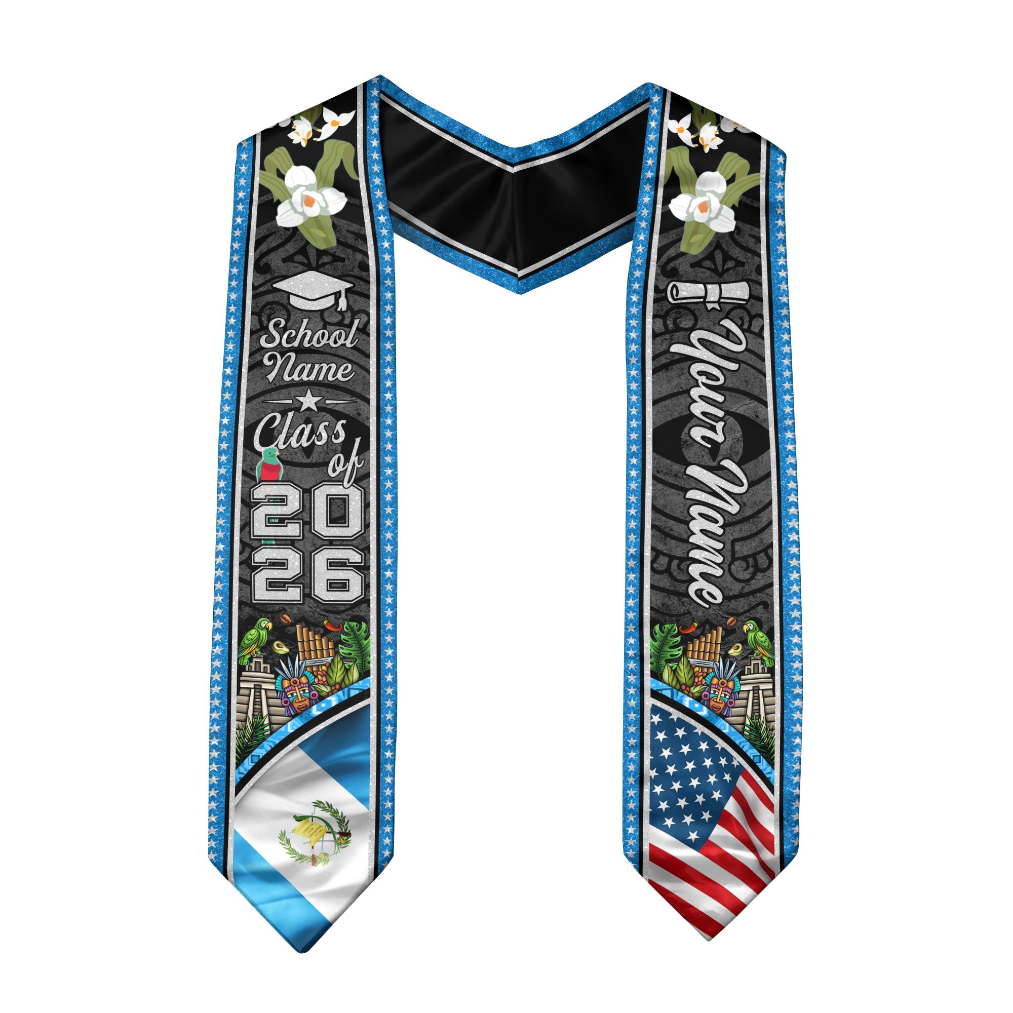 Guatemala Graduation Sash 2026, Guatemalan Flag Stole, Signature Finish for Graduates