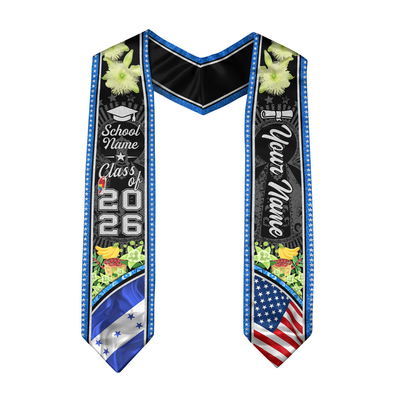 Honduras Graduation Sash 2026, Honduran Flag Stole, Signature Finish for Graduates