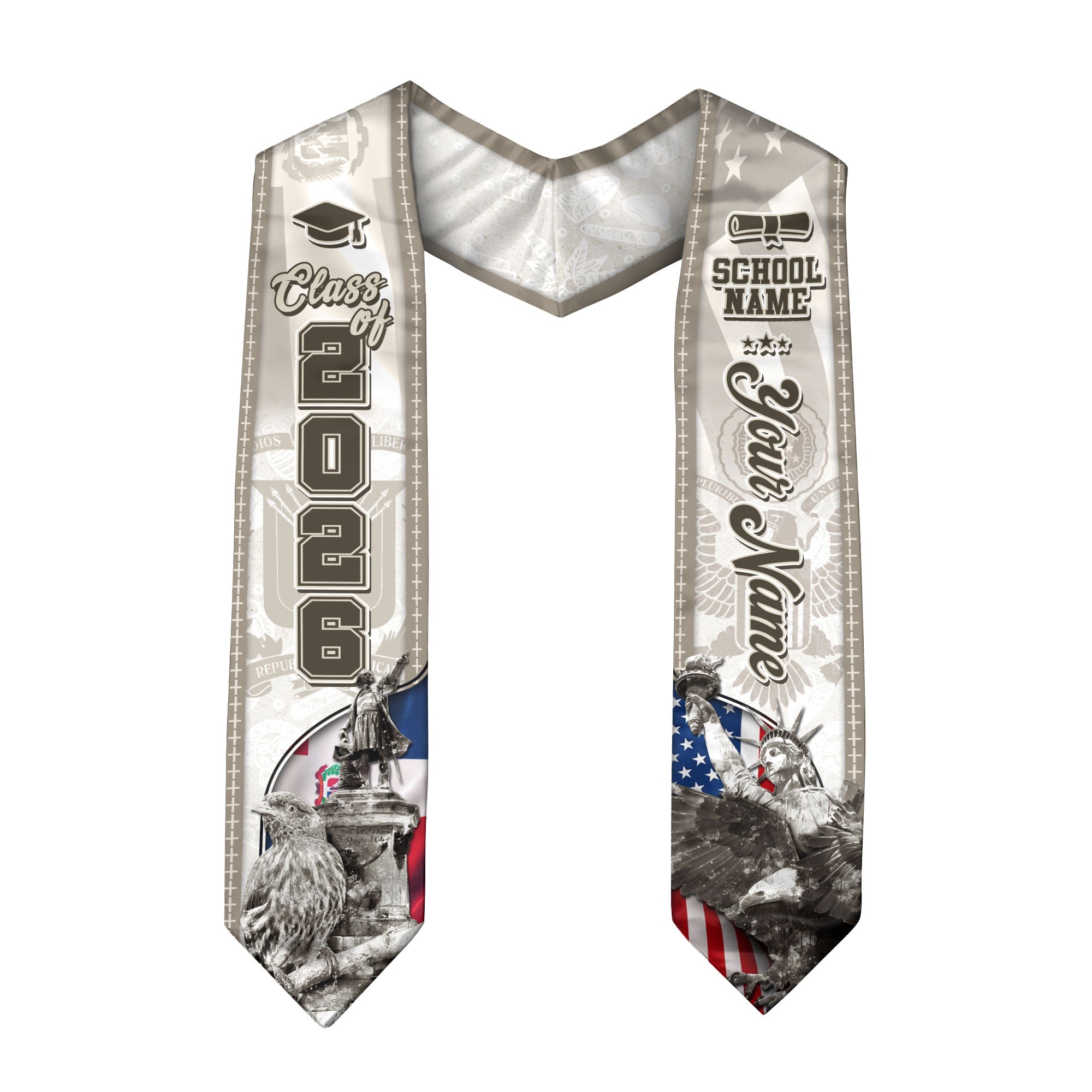 Dominican Flag Graduation Stole 2026, Dominican Grad Sash, Signature Custom Finish