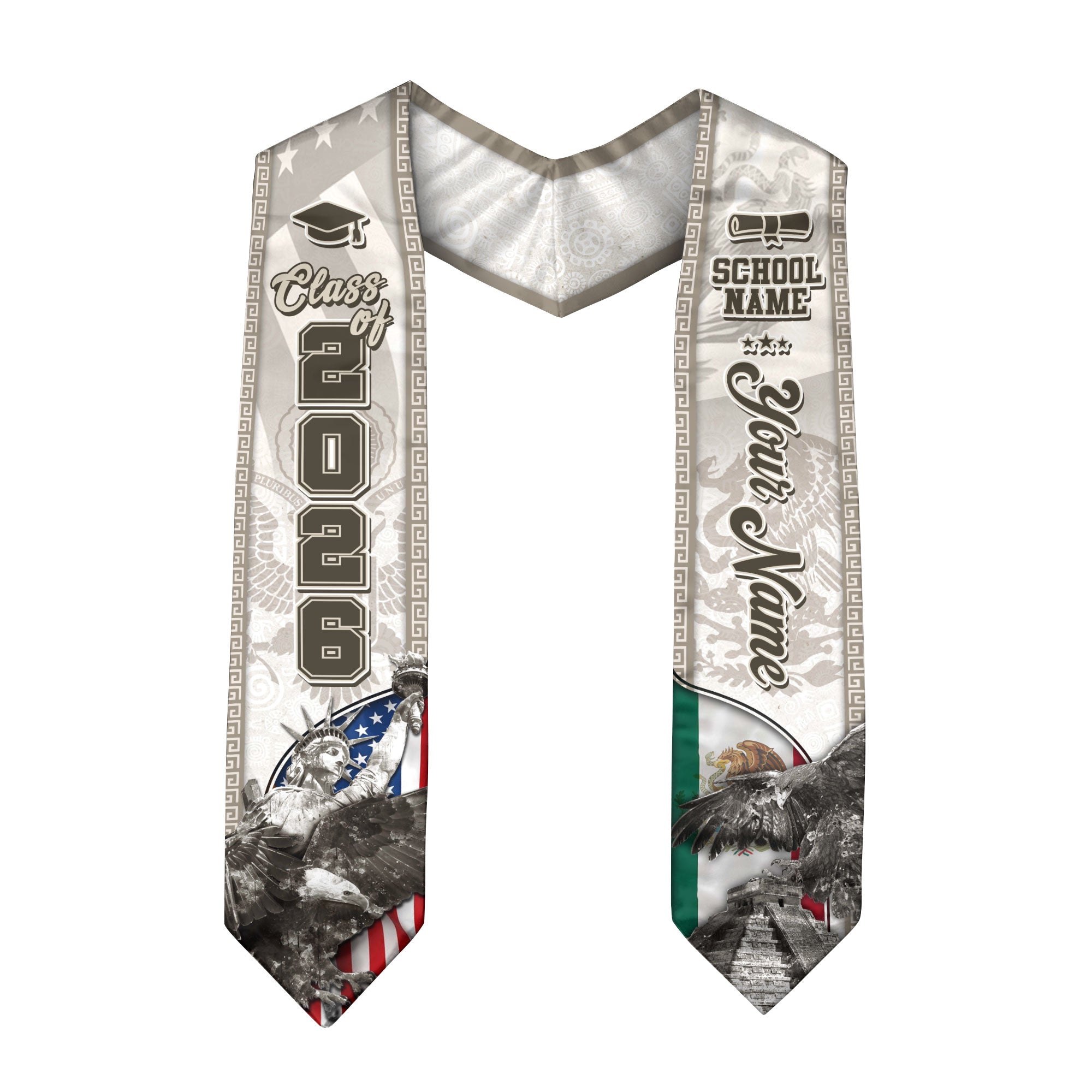 Mexican Graduation Sash 2026, Mexican Stole, Mexico Graduation Stole, Mexican American Flag