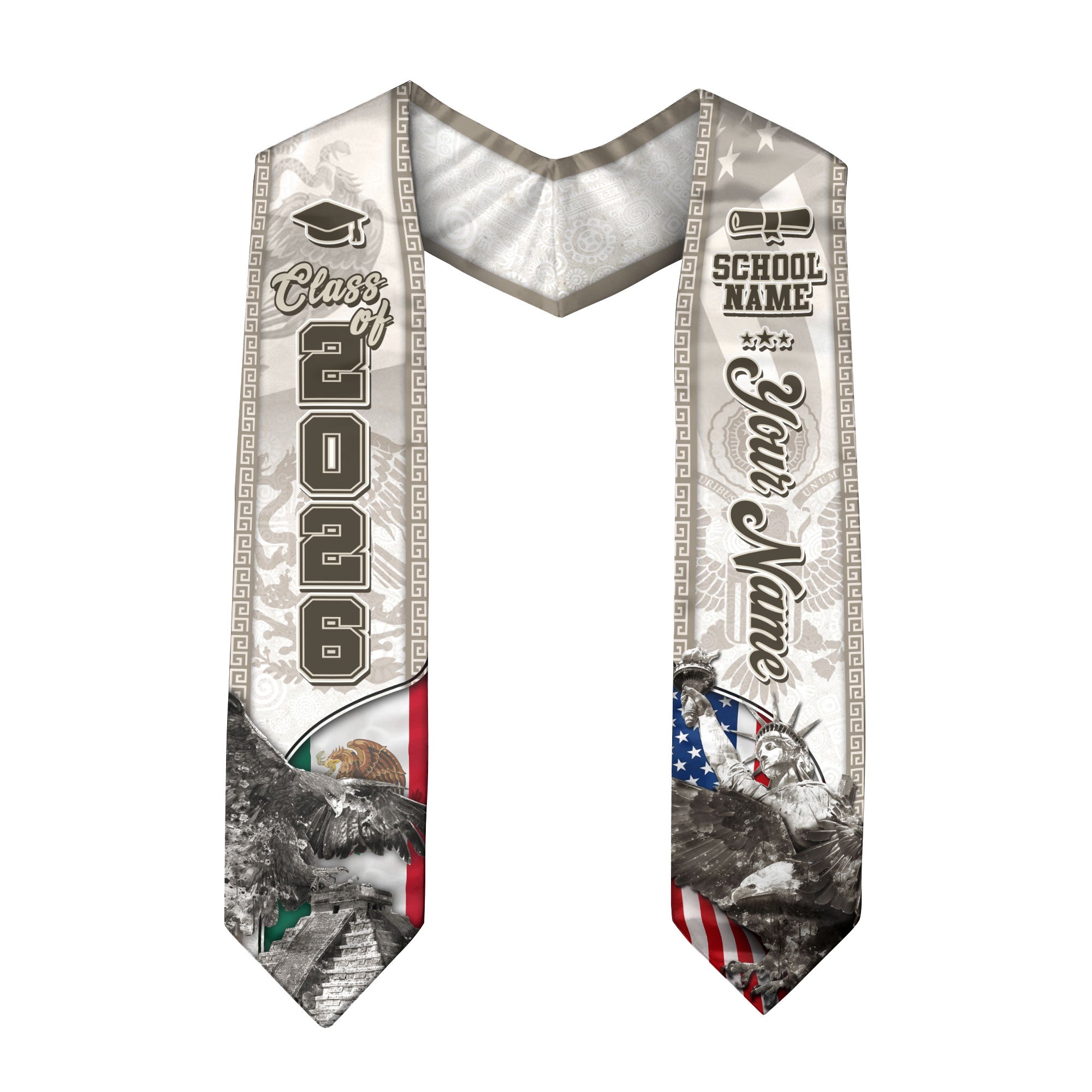 Mexican Graduation Sash 2026, Mexican Stole, Mexico Graduation Stole, Mexican American Flag