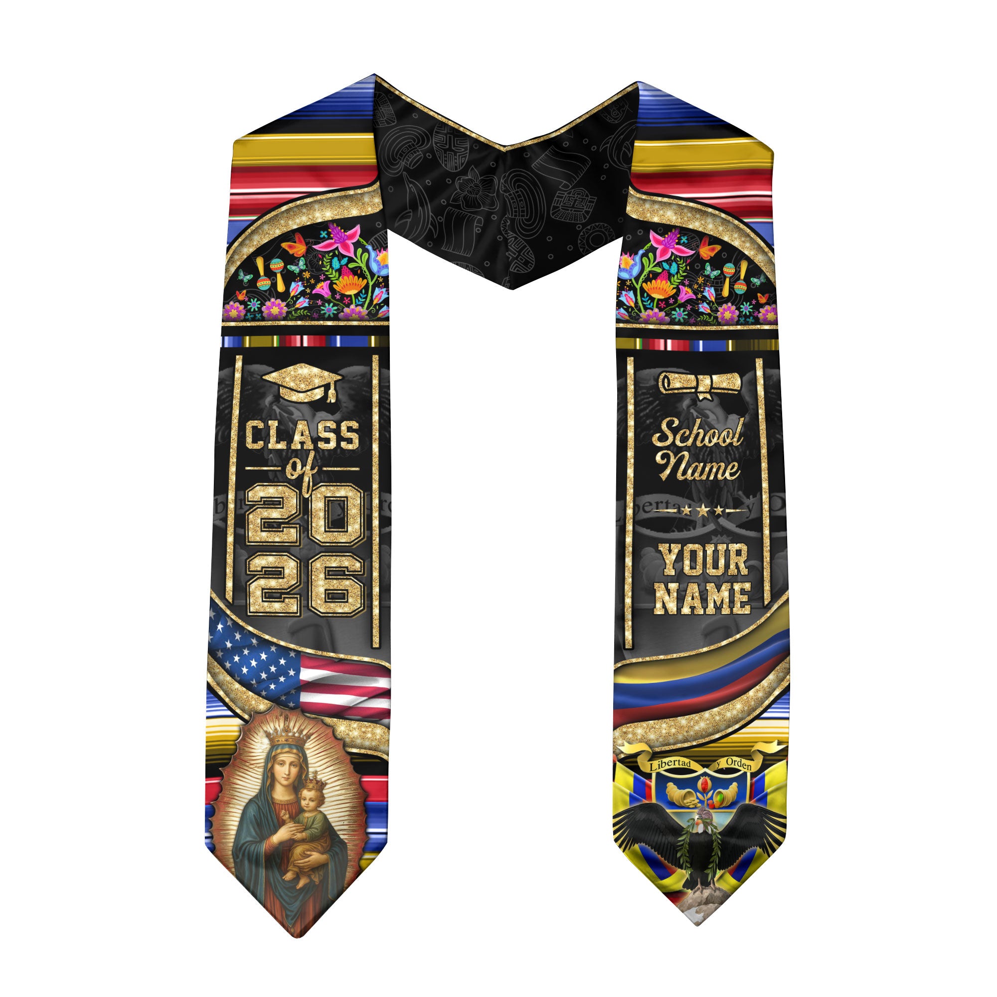 Class of 2026 Colombia Graduation Stole, Colombian Flag Sash Stole, Bespoke Touch