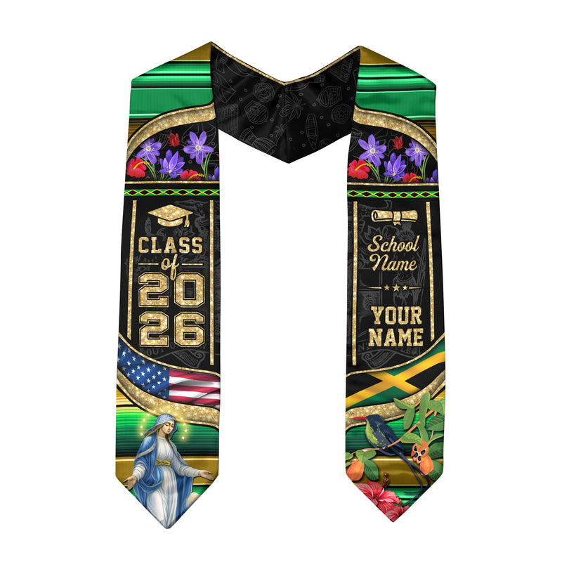 Class of 2026 Jamaica Graduation Stole, Jamaican Flag Sash Stole, Bespoke Touch 2026