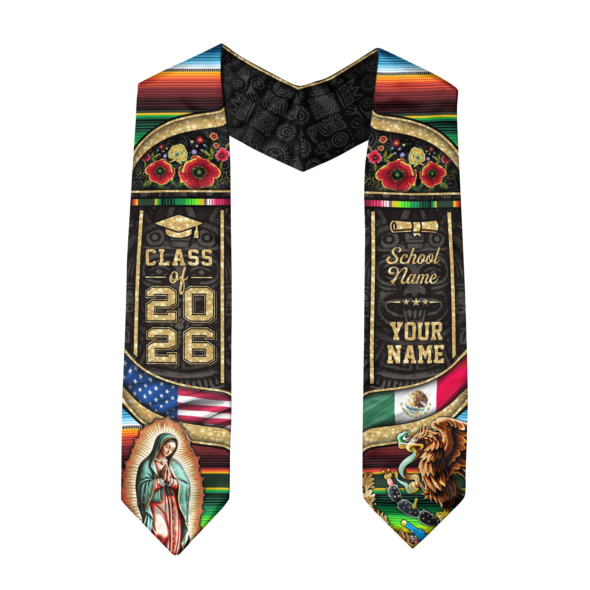 Mexican Stole 2026, Mexico Graduation Stole, Mexican Graduation Sash, Mexican American Flag