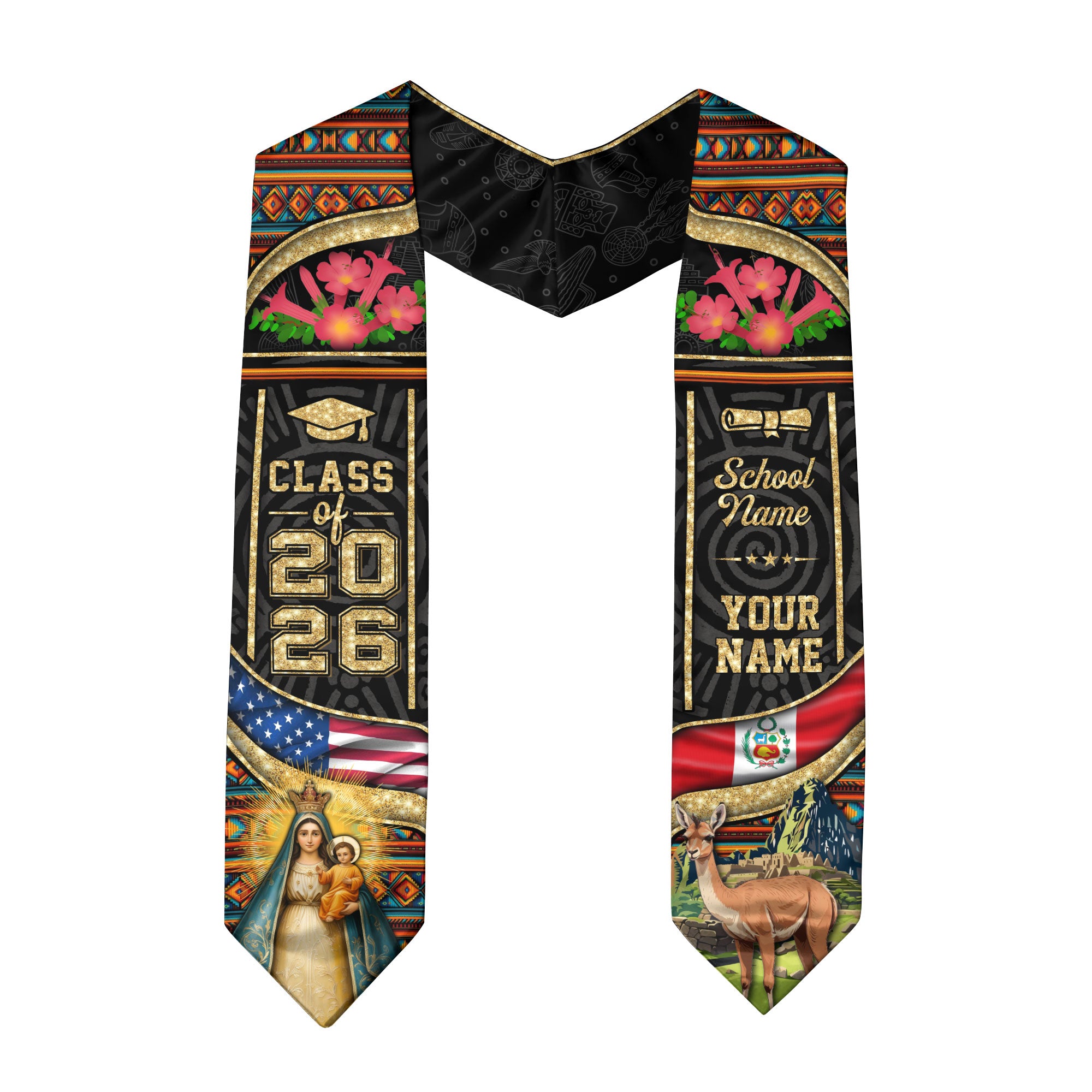 Class of 2026 Peru Graduation Stole, Peruvian Flag Sash Stole, Bespoke Touch 2026