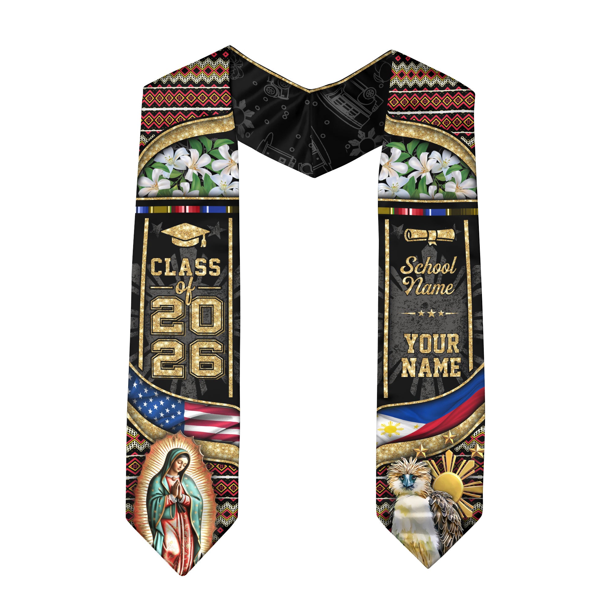 Filipino Graduation Sash 2026, Philippines Flag Graduation Stole, Tailored Detail for Grads
