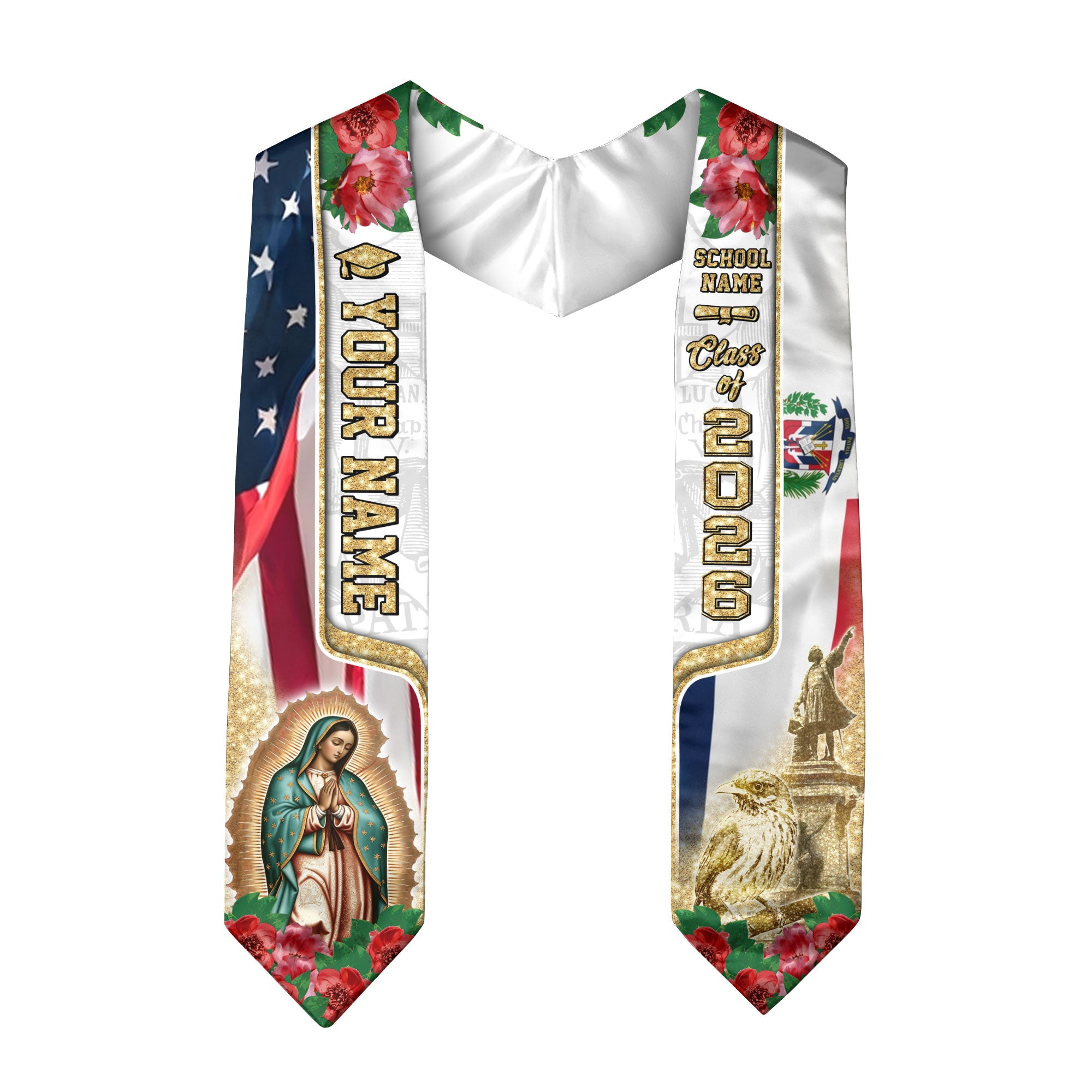 Dominican Graduation Sash 2026, Dominican Flag Stole, Tailor-Made Detail for Grads