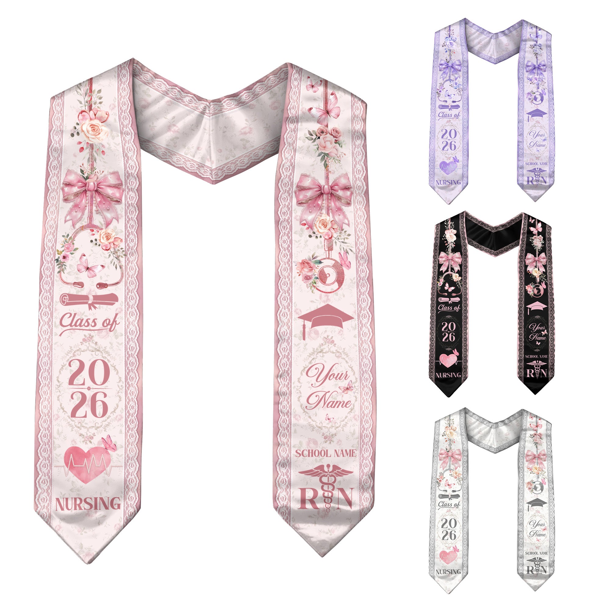 Customized RN Graduation Stole for Nurses, Professional Nursing Ceremony Sash Celebrating Class of 2026