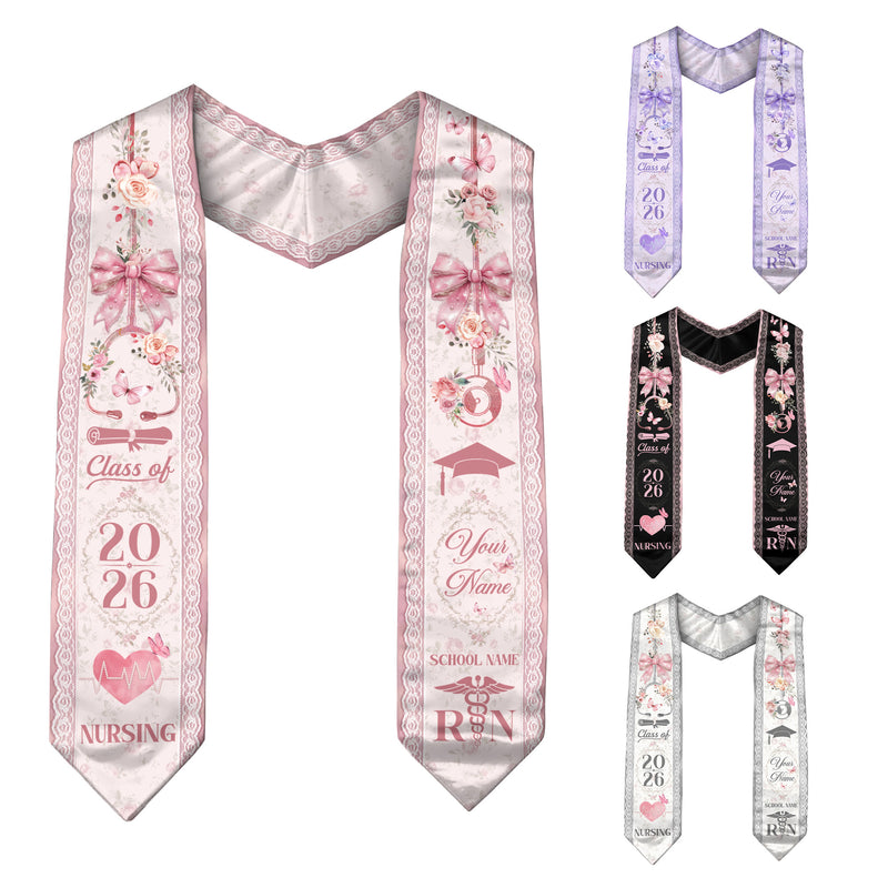 Customized RN Graduation Stole for Nurses, Professional Nursing Ceremony Sash Celebrating Class of 2026