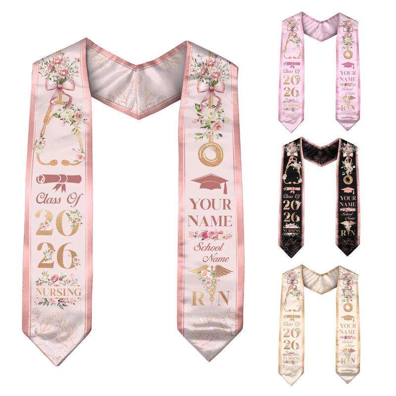 Customized Graduation Stole for Registered Nurses, Nursing School Ceremony Sash Class of 2026