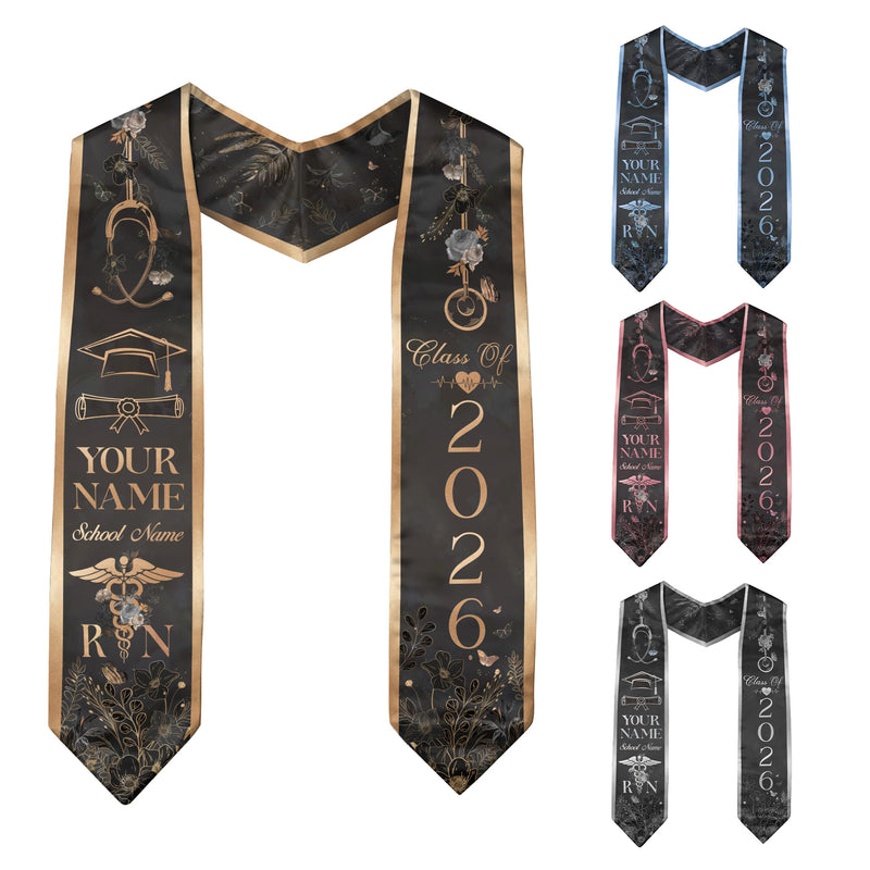 Customized RN Nursing Graduation Stole Featuring Professional Design, Nurse Sash for Class of 2026