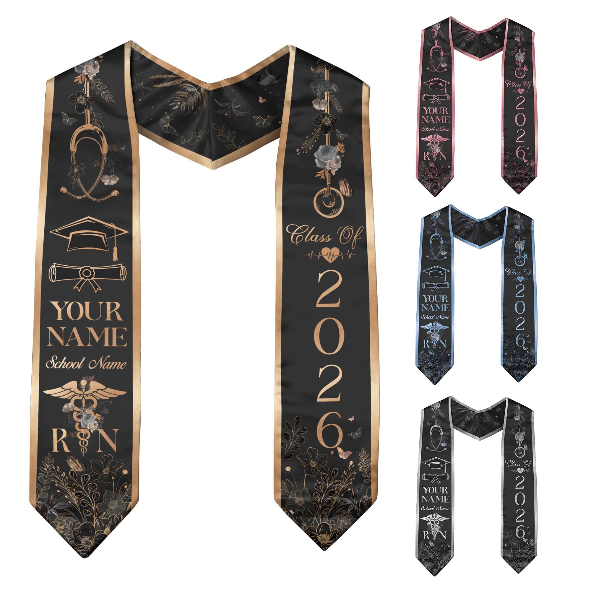 Customized RN Nursing Graduation Stole Featuring Professional Design, Nurse Sash for Class of 2026