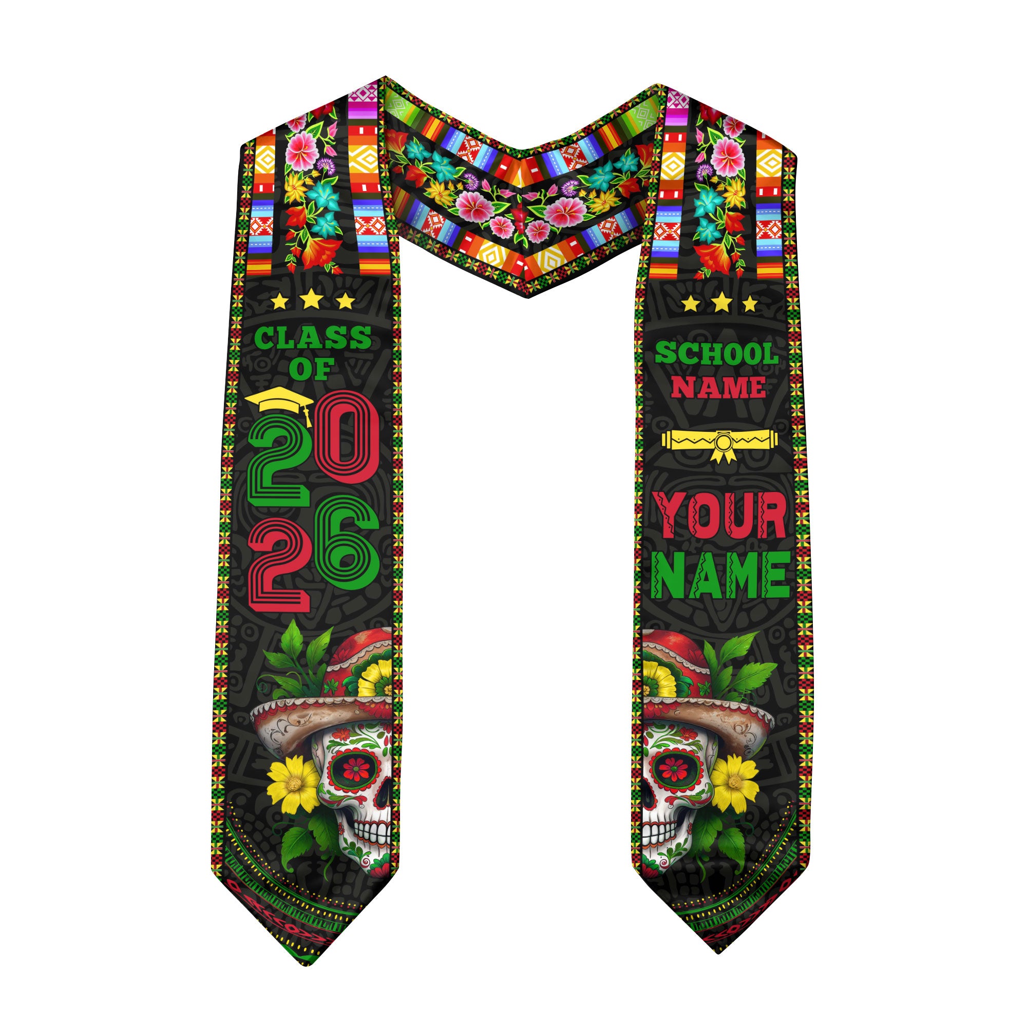 Mexican Graduation Sash for Class of 2026, Mexican American Flag Stole, Mexico Sash