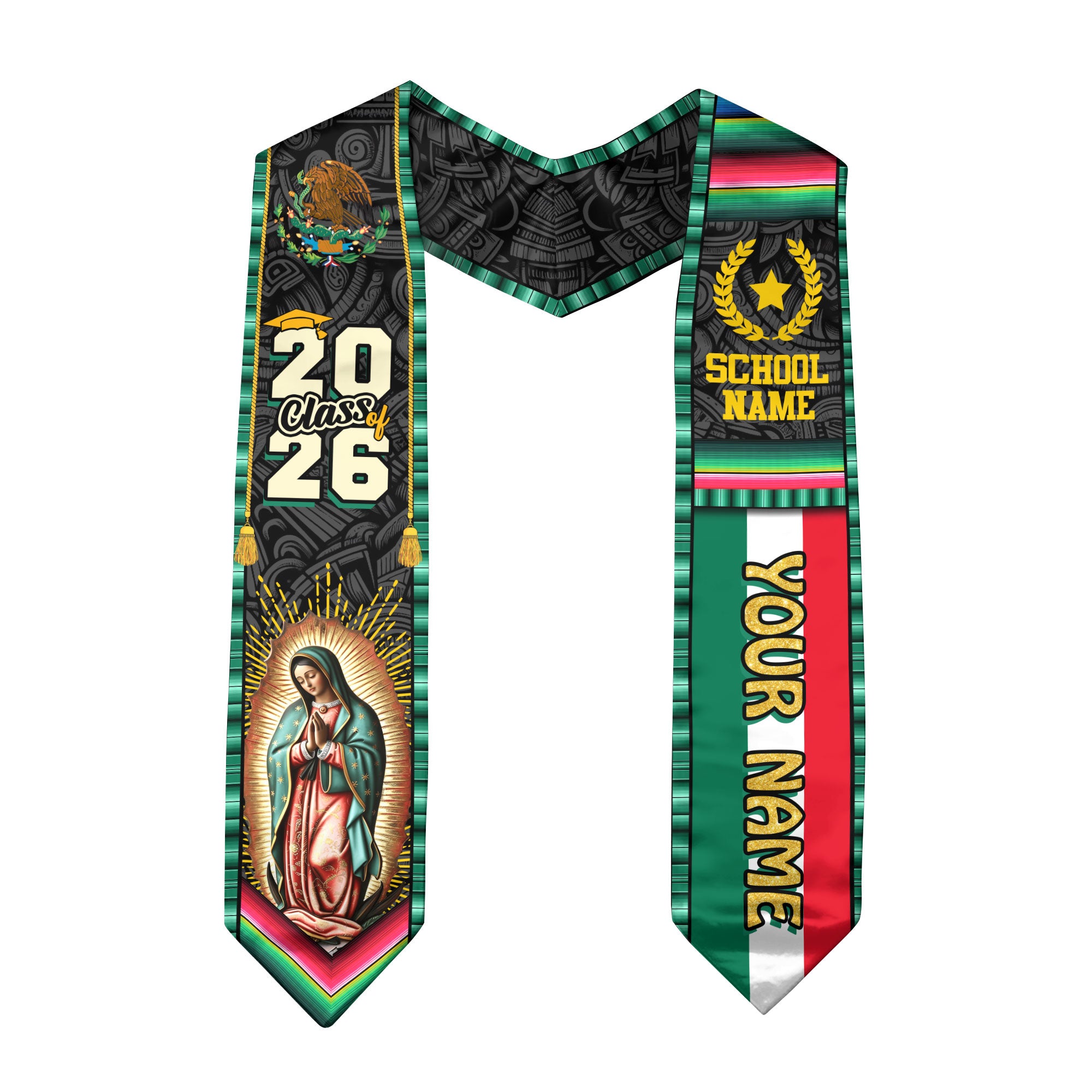 Mexico Graduation Stole 2026, Mexico Flag Sash, Bespoke Touch for Class of 2026 Graduates