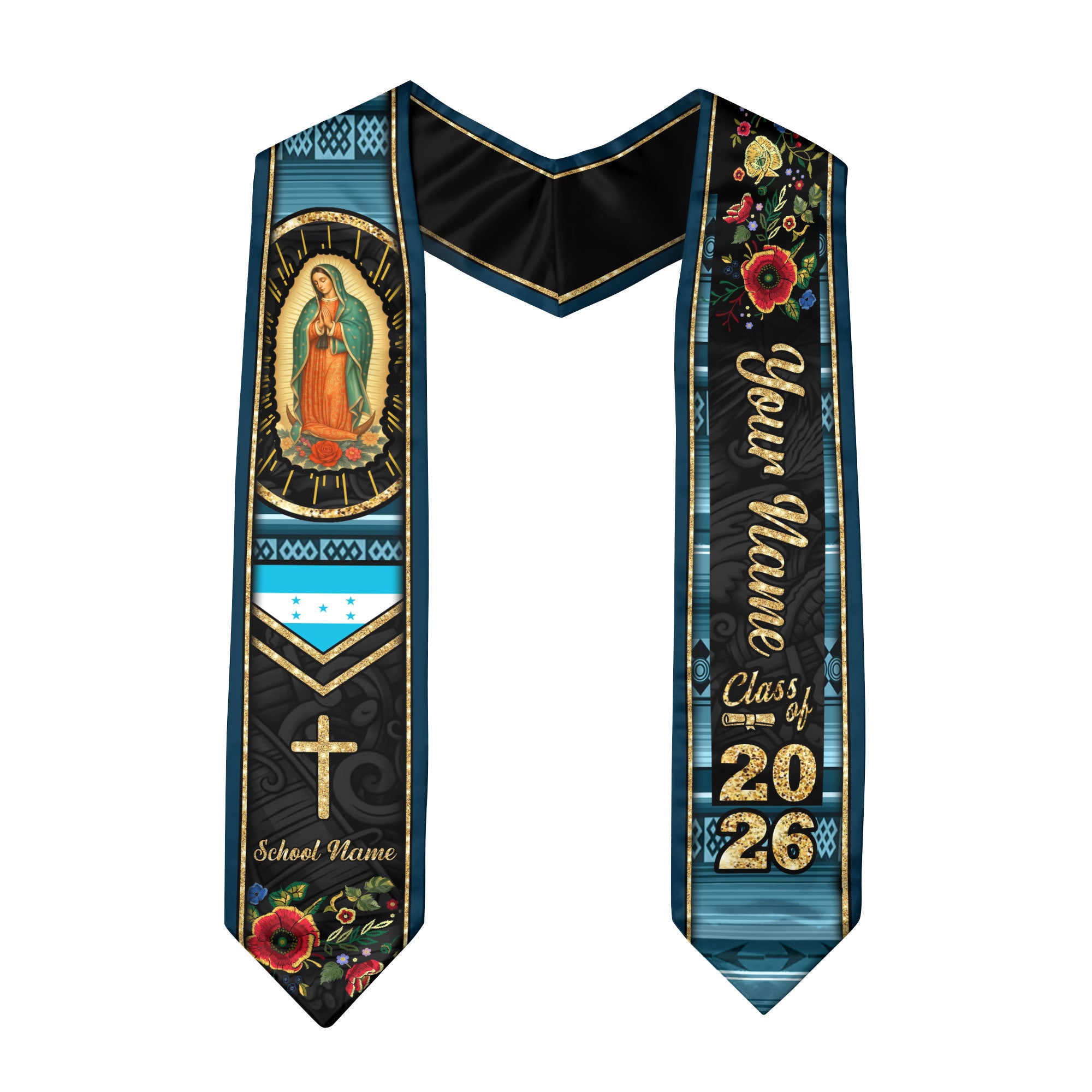 Customized Honduras Graduation Stole with Honduran Flag Inspired Style, Graduation Sash Class of 2026