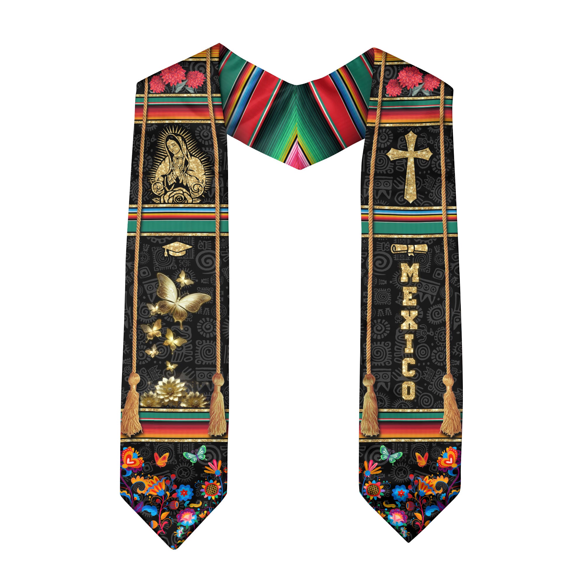 Mexican Flag Graduation Sash 2026, Mexico Graduation Stole, Signature Detail for Graduates