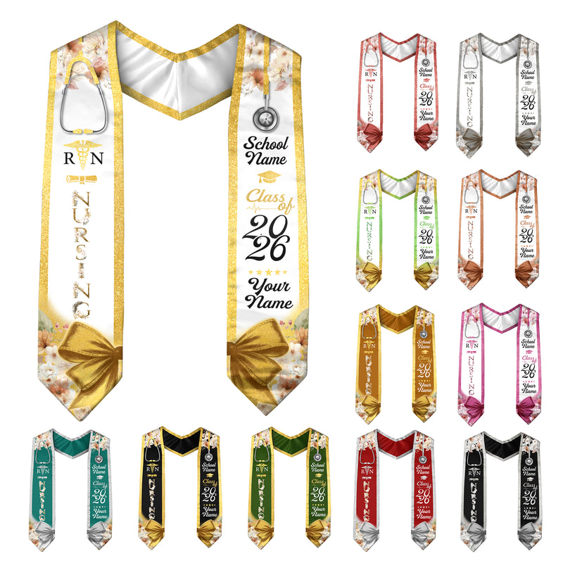 Customized Nursing Graduation Sash for RN and BSN Graduates, Ceremony Stole Class of 2026