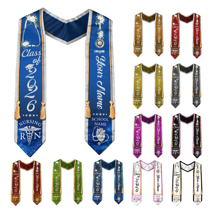 Customized RN Nurse Graduation Stole Highlighting Nursing Achievement, Graduation Sash 2026