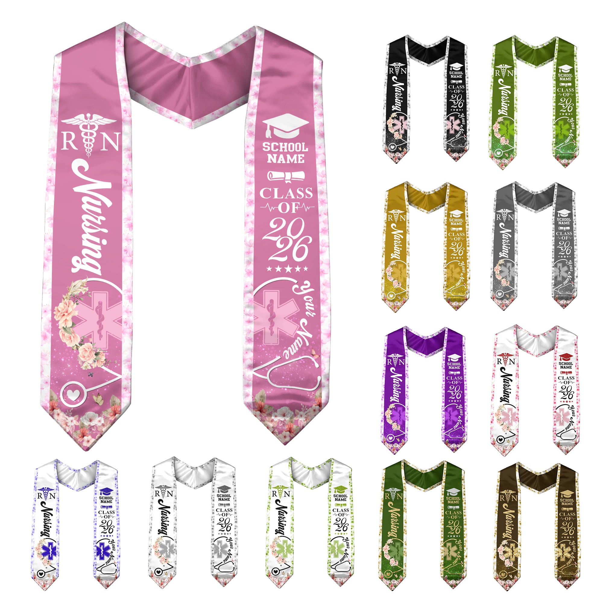 Customized Nursing Graduation Stole for Healthcare Graduates, RN Ceremony Sash Class of 2026