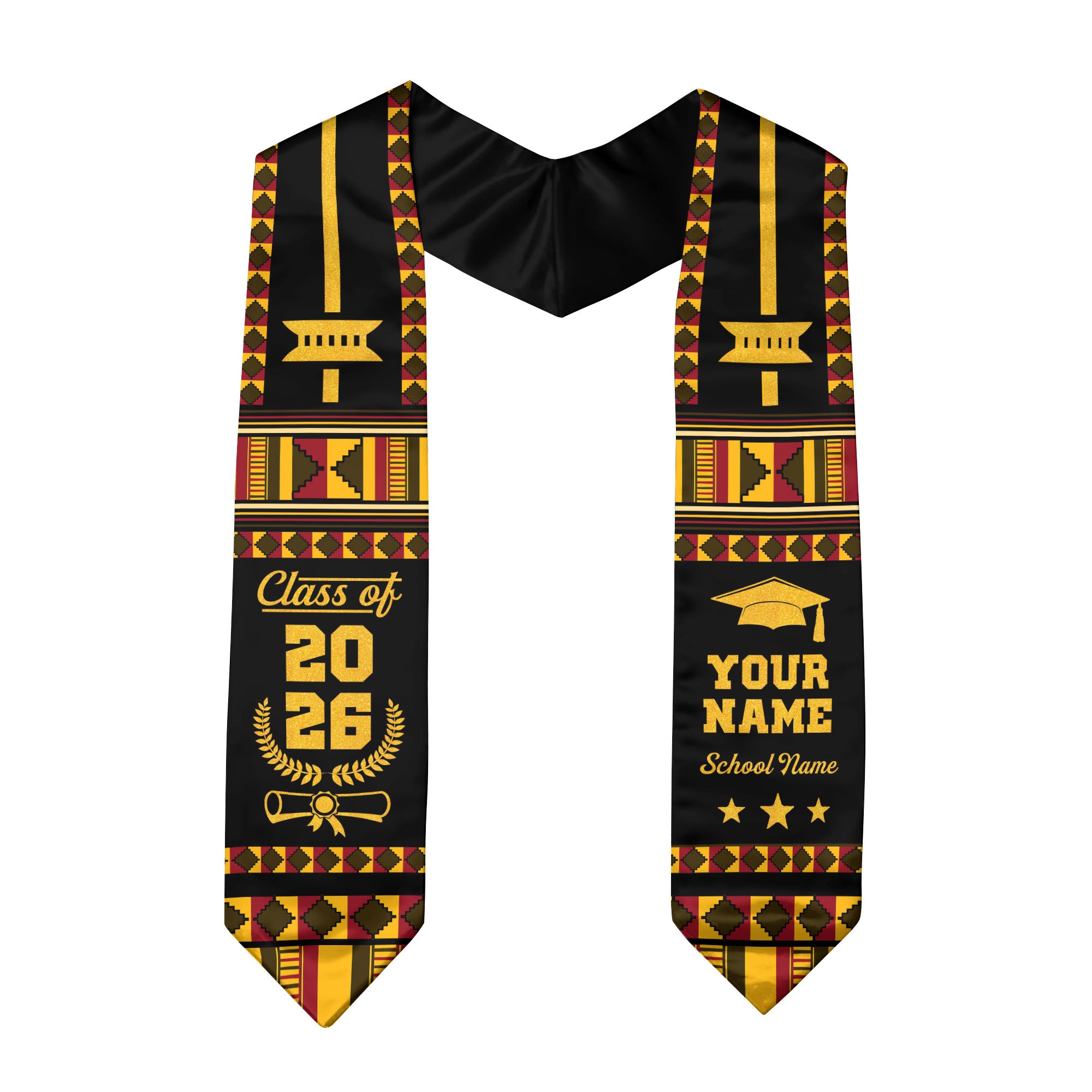 African Flag Graduation Sash 2026, Africa Stole, Tailored Finish for 2026 Grads