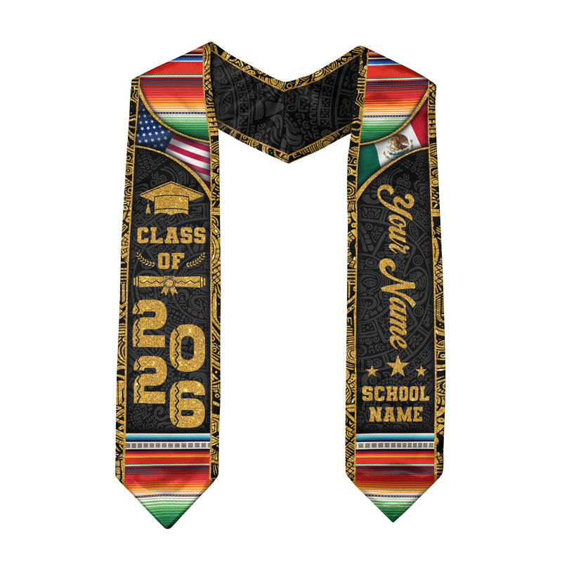 Mexico Graduation Stole 2026, Mexican American Flag Graduation Sash, Mexican Grad Stole