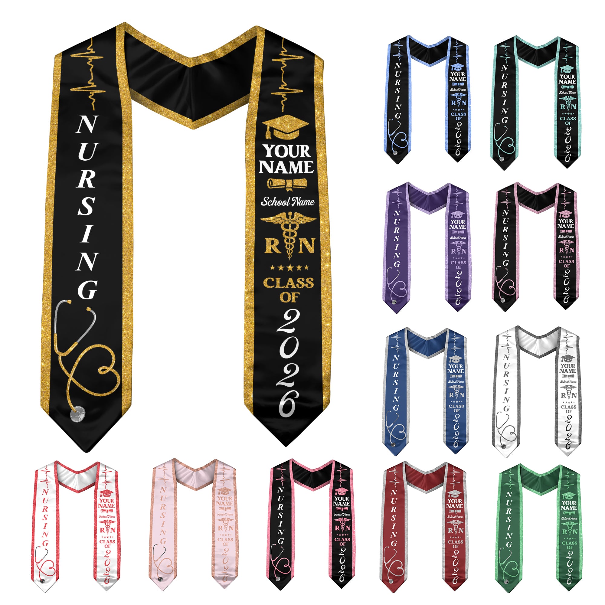 Customized Graduation Stole for RN and BSN Students Nursing School, Sash 2026