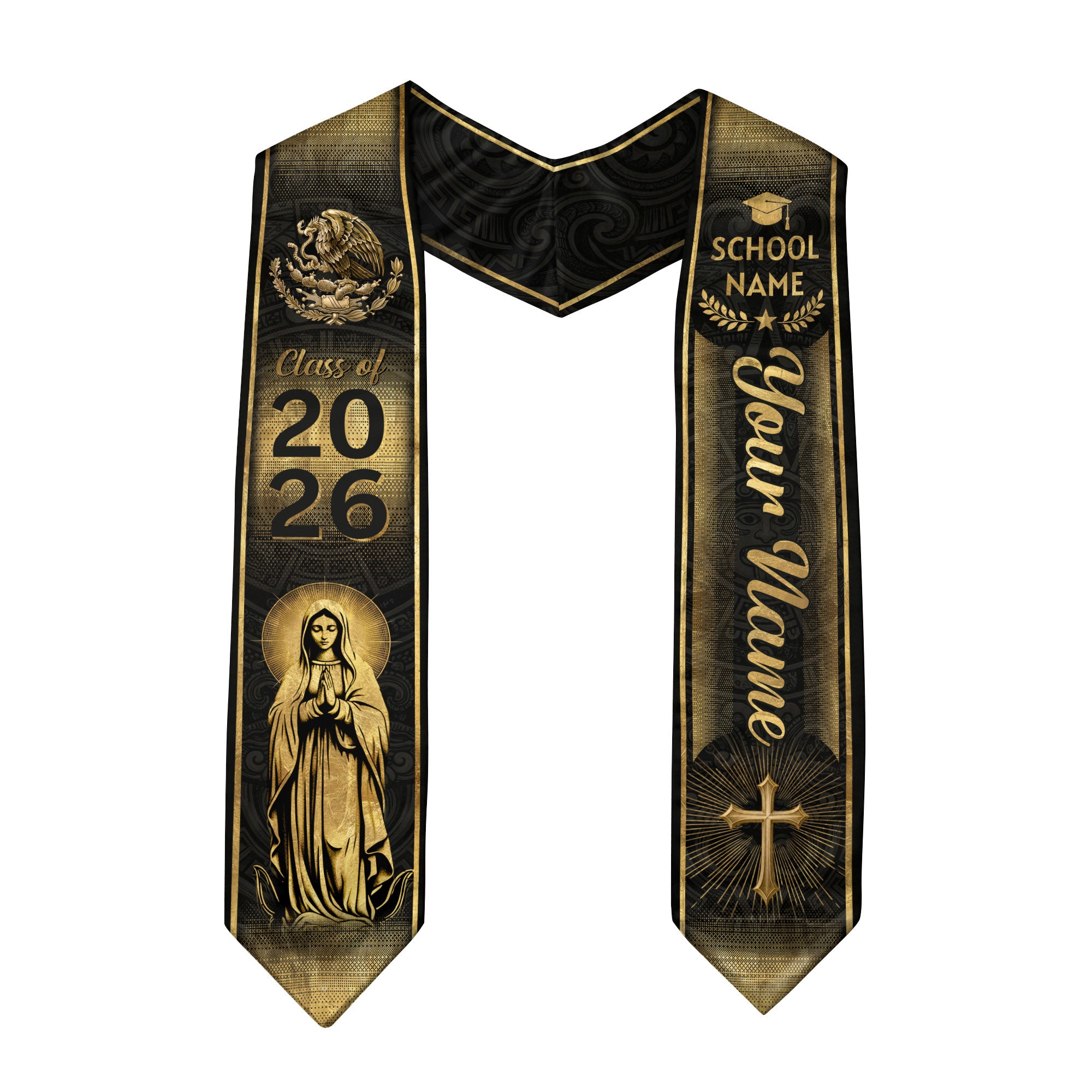 Mexican American Flag Graduation Sash 2026, Mexico Stole for Graduation, Name Add-On