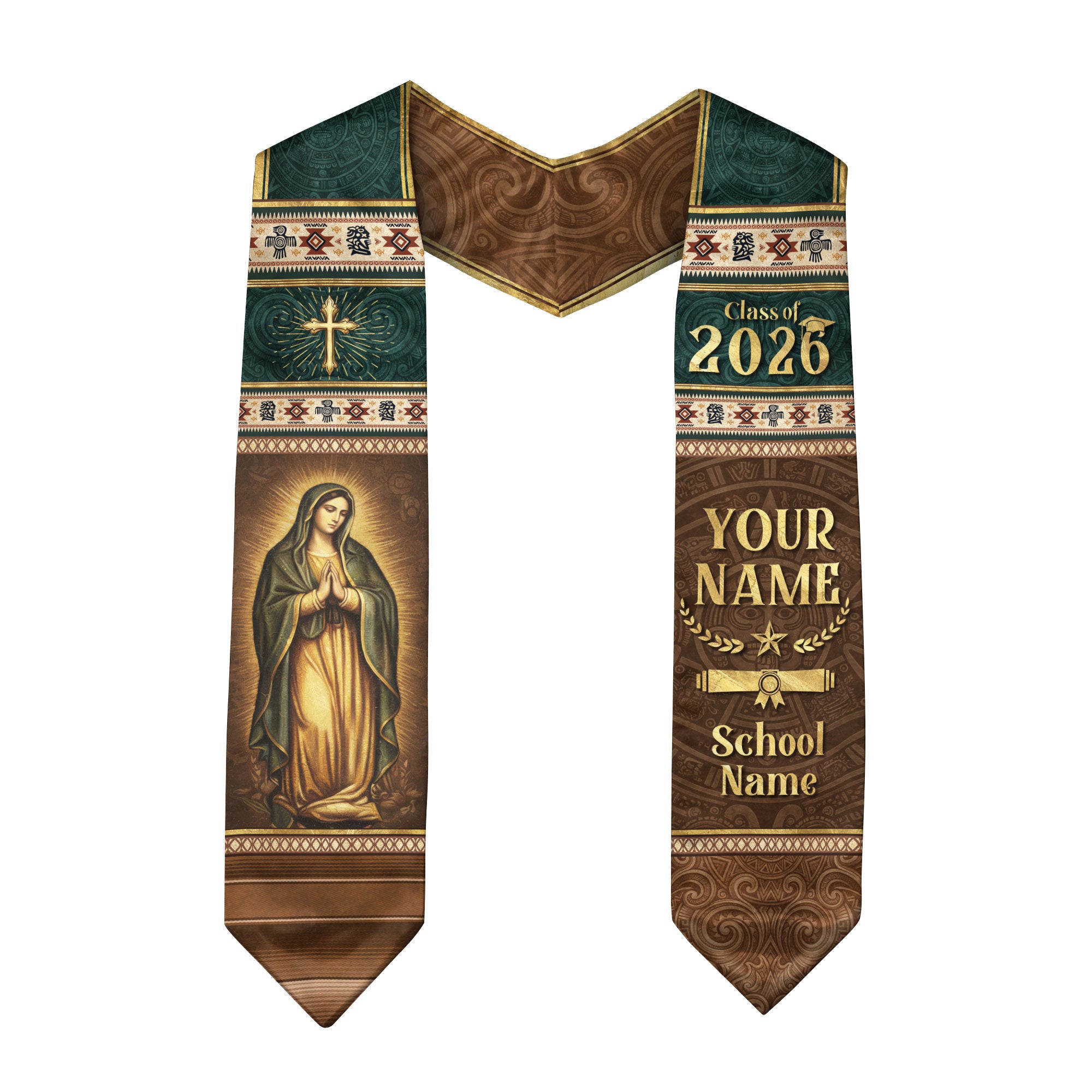 Mexican Graduation Stole 2026, Mexico Flag Sash for Grads, Add Your Details at Checkout
