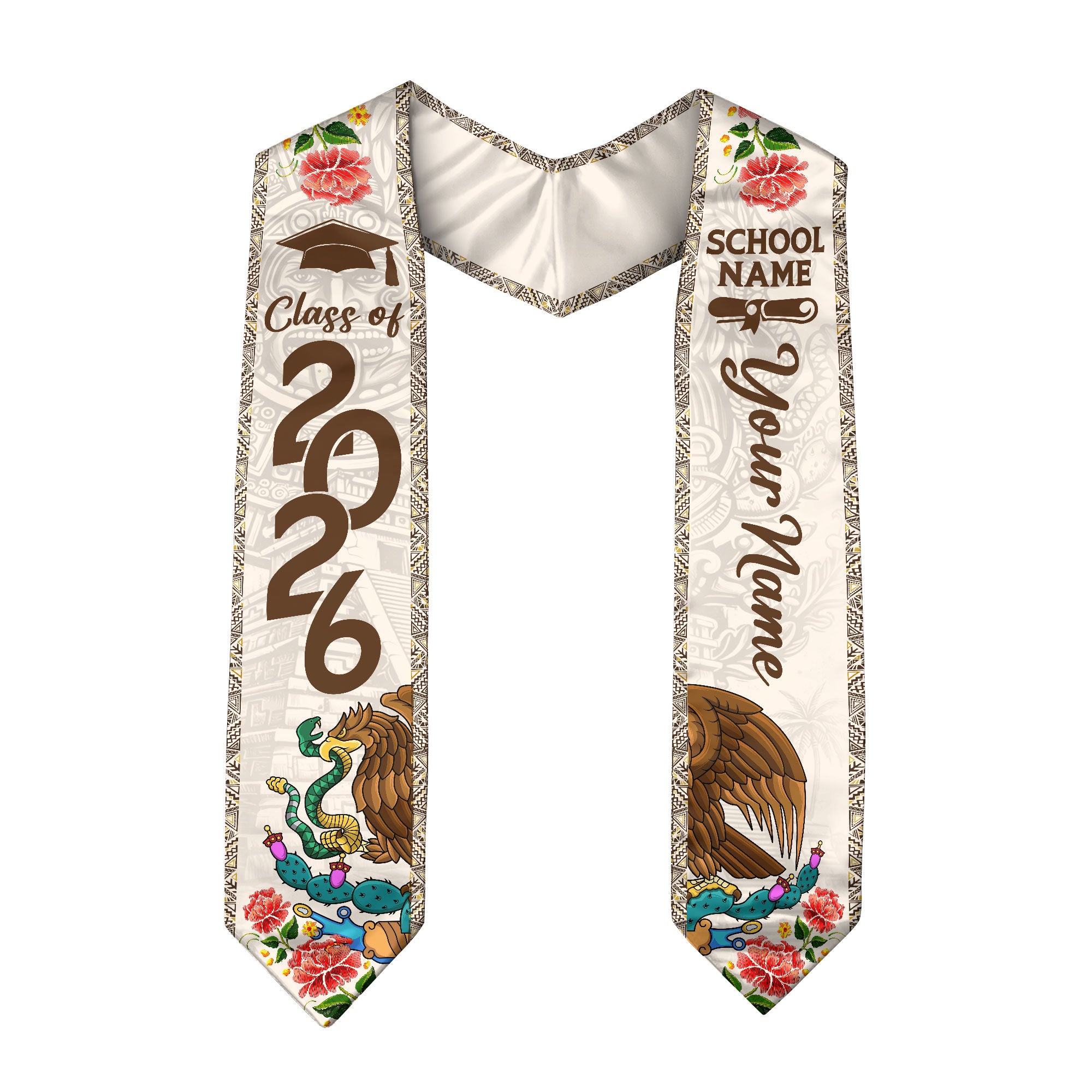 Customized Mexico Graduation Stole 2026, Mexican Flag Graduation Sash, Academic Style for Class of 2026