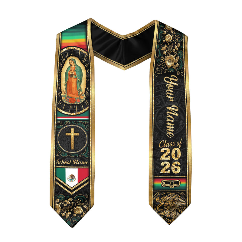 Customized Mexico Graduation Stole with National Flag Detail, Graduation Sash 2026, Class of 2026