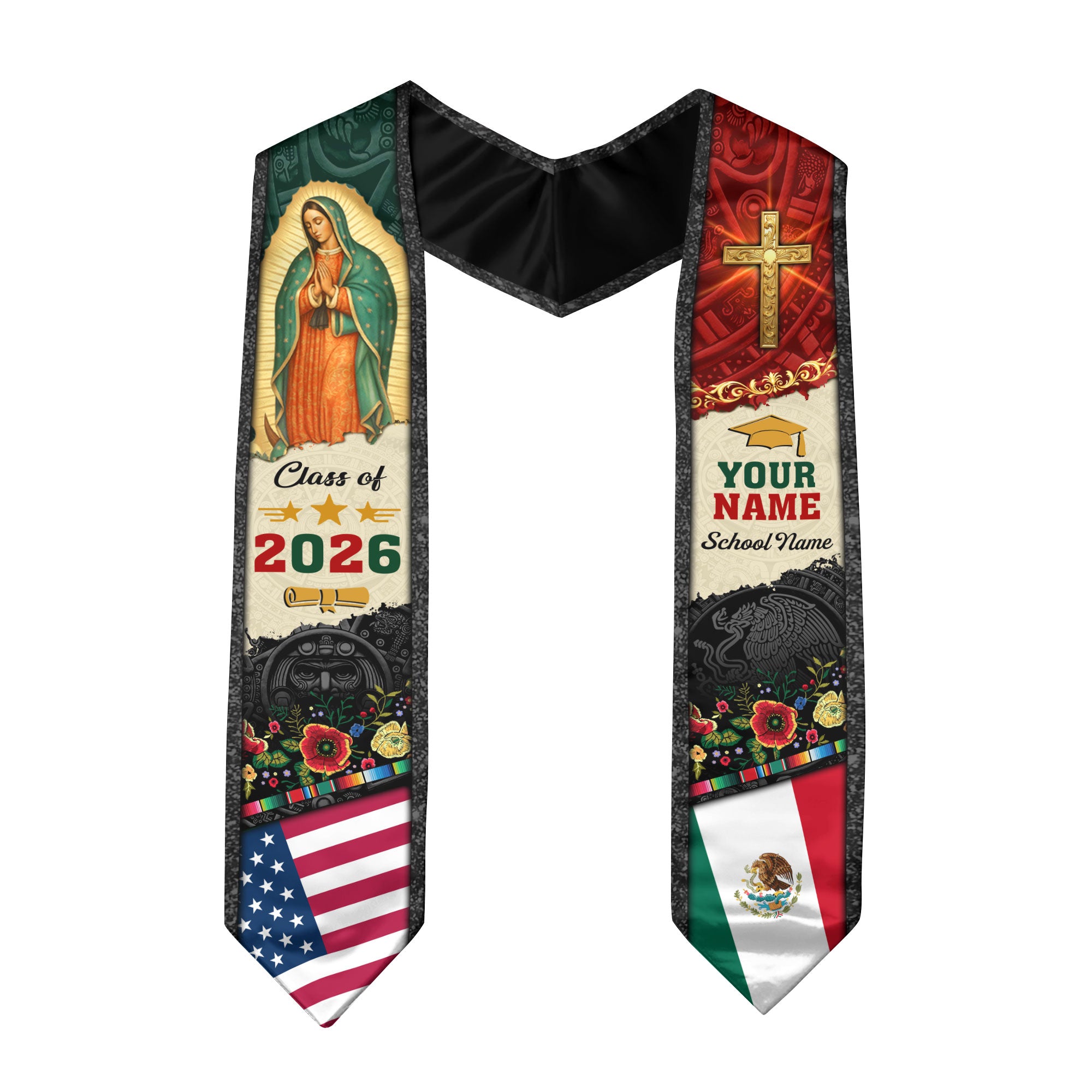Customized Mexico Graduation Stole Inspired by Mexican Flag Design, Graduation Sash 2026