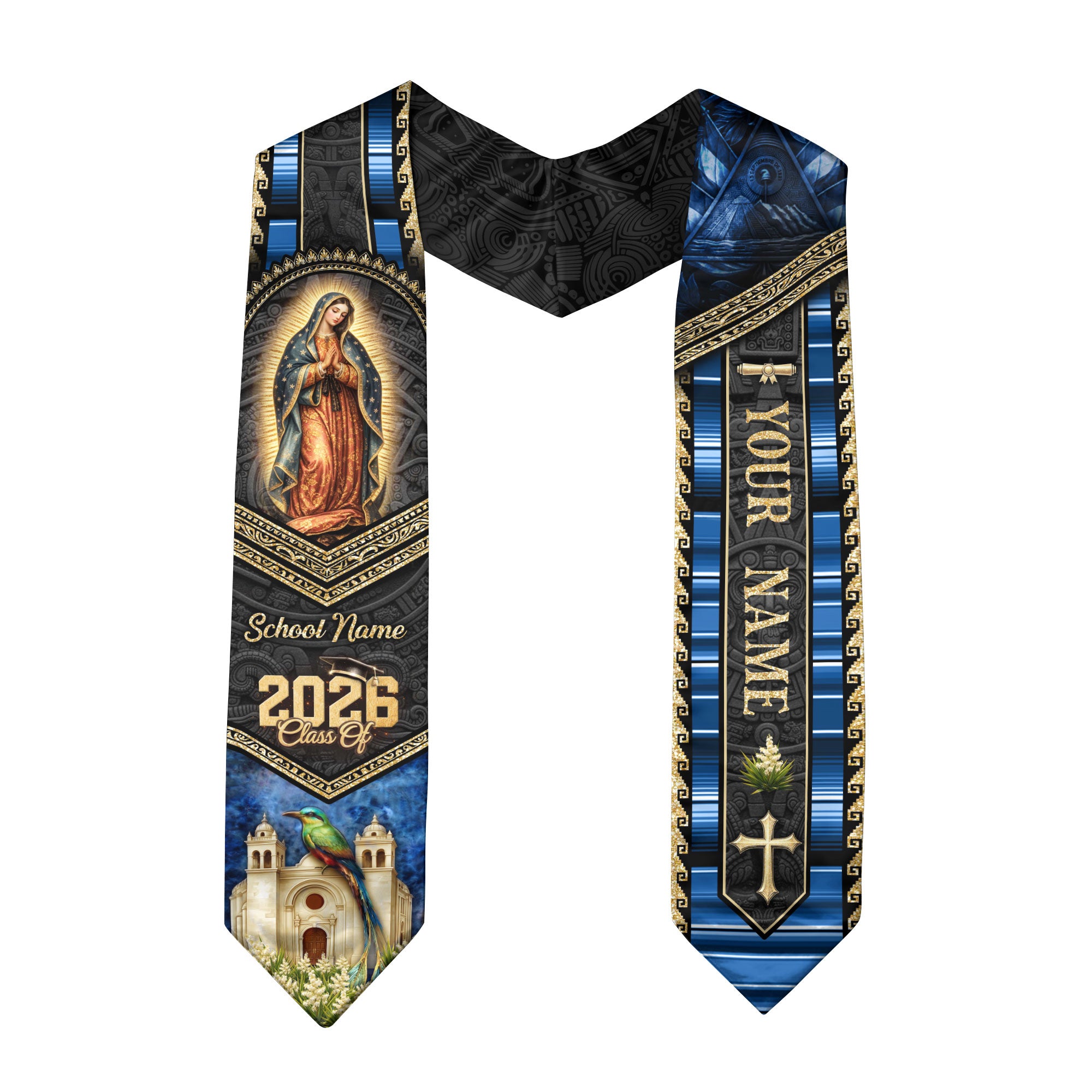 El Salvador Graduation Stole Class of 2026 - Personalized Torogoz Heritage Sash