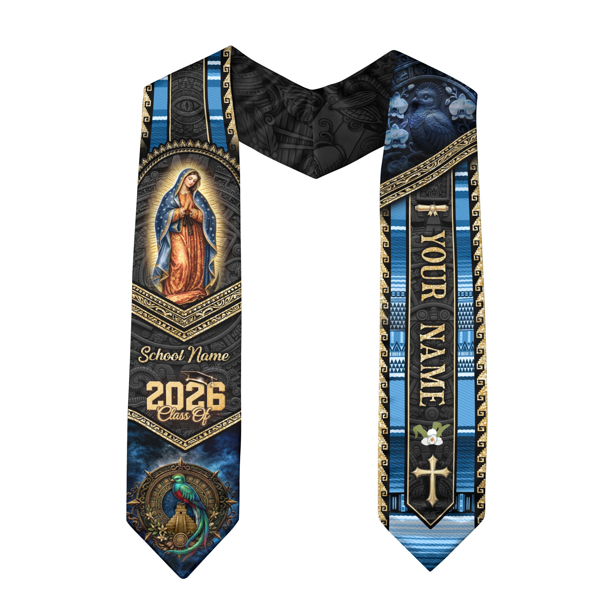Guatemala Class of 2026 Graduation Stole Custom Name Guadalupe Cross Sash