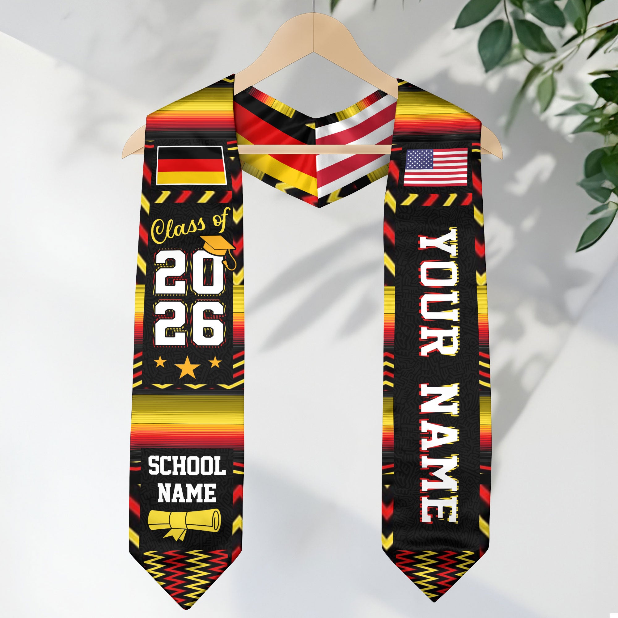 Germany Graduation Stole 2026, German Flag Sash, Graduation Stole with Custom Accent