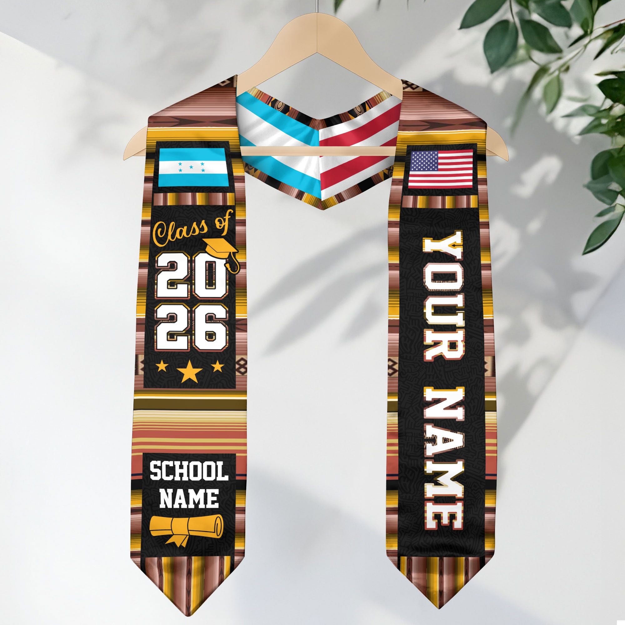 Honduras Graduation Stole 2026, Honduran Flag Sash, Class of 2026 Custom Trim for Grads