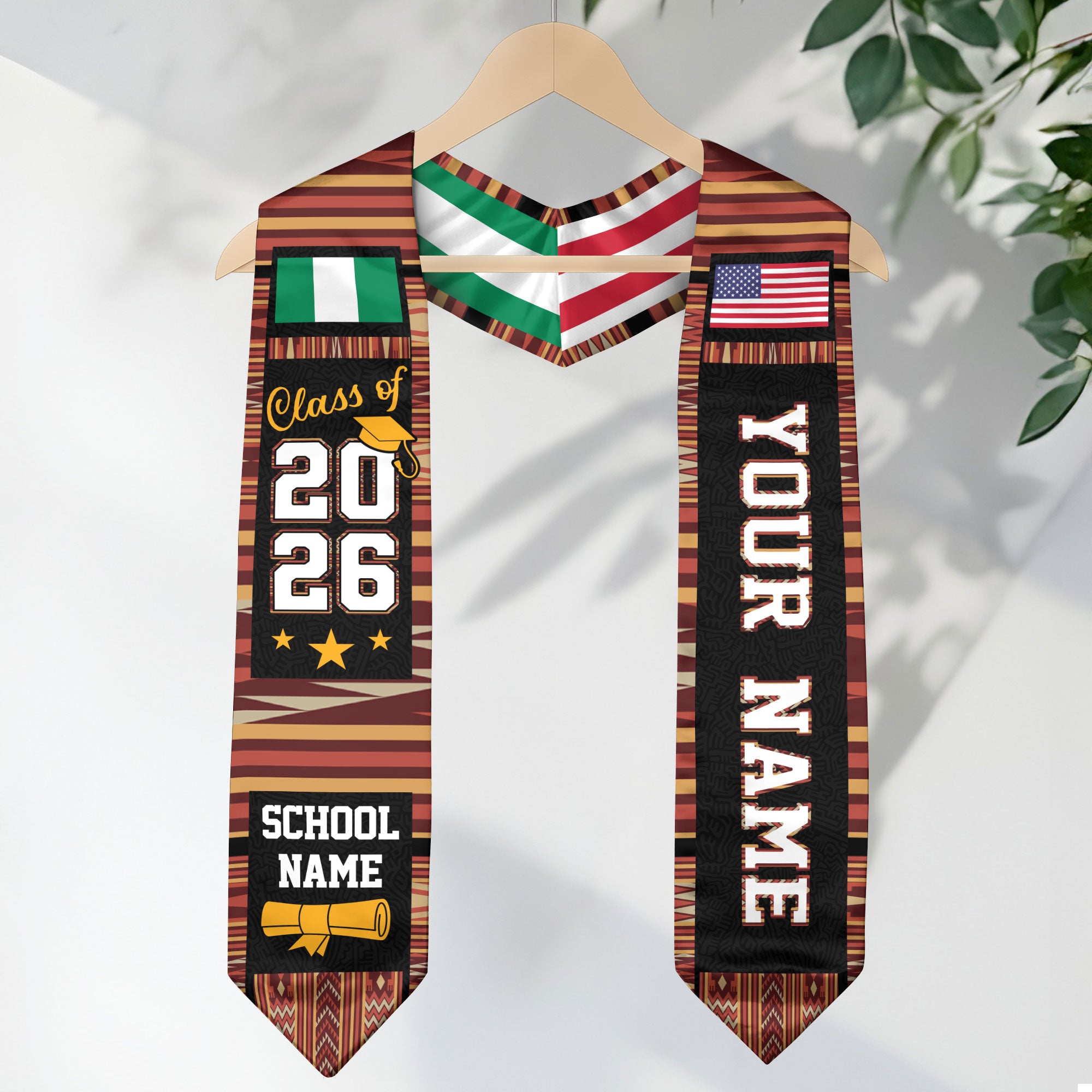 Nigeria Graduation Stole 2026, Nigerian Flag Sash, Class of 2026 Custom Trim for Grads
