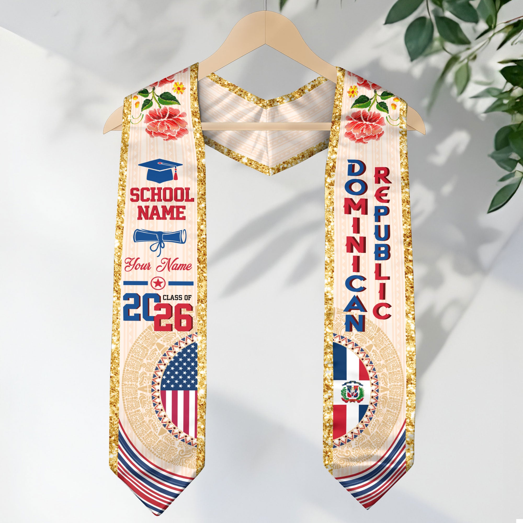 Dominican Republic Flag Graduation Sash 2026, Dominican Republic Graduation Stole, Custom Touch for Graduates