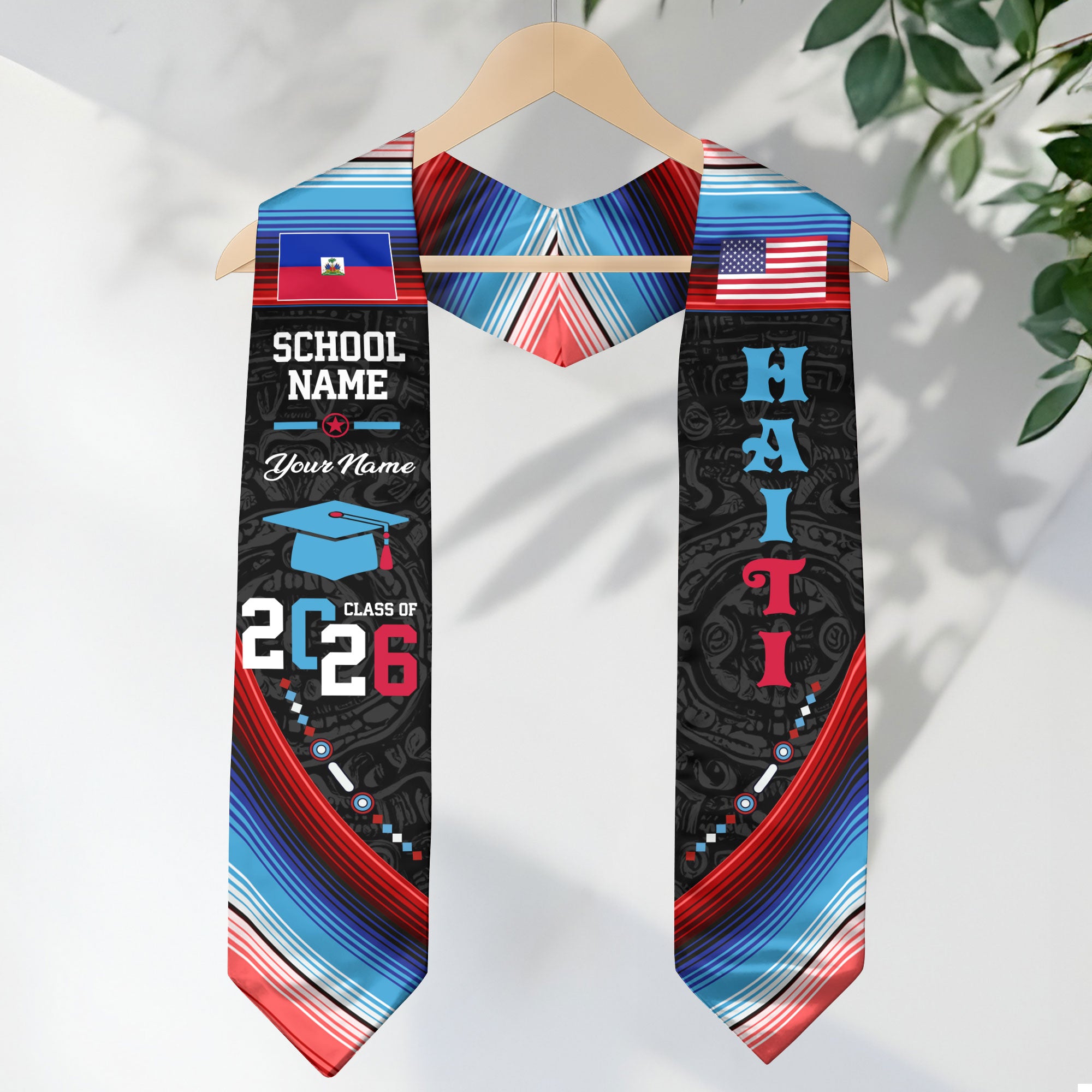 Haiti Graduation Sash 2026, Haitian Flag Stole, Graduation Accessory with Custom Touch