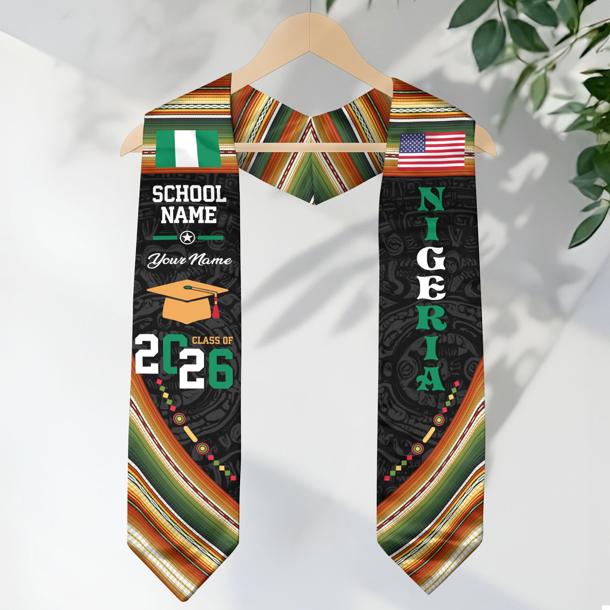 Nigeria Flag Graduation Stole 2026, Nigerian Grad Sash, Custom-Ready Gift Stole 2026