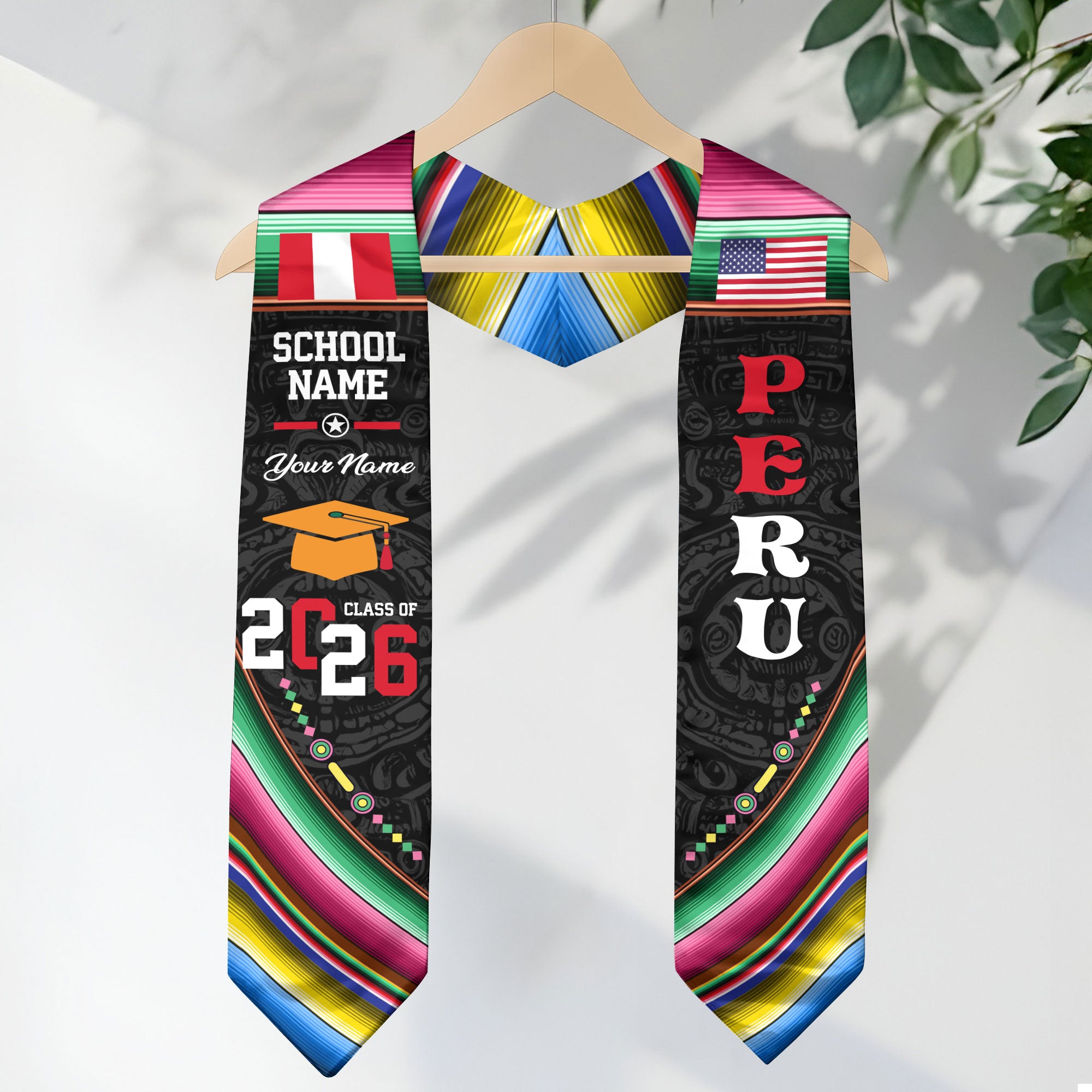 Peru Flag Graduation Stole 2026, Peruvian Grad Sash, Custom-Ready Gift Stole 2026