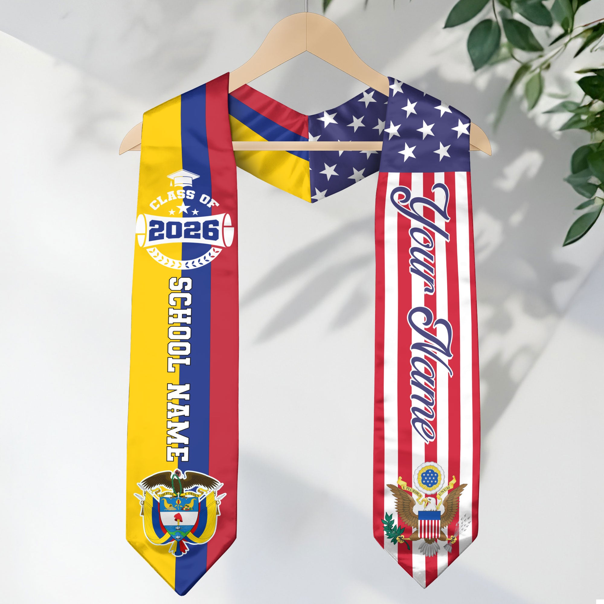 Colombian Graduation Stole 2026, Colombia Flag Sash, Graduation Stole with Custom Accent