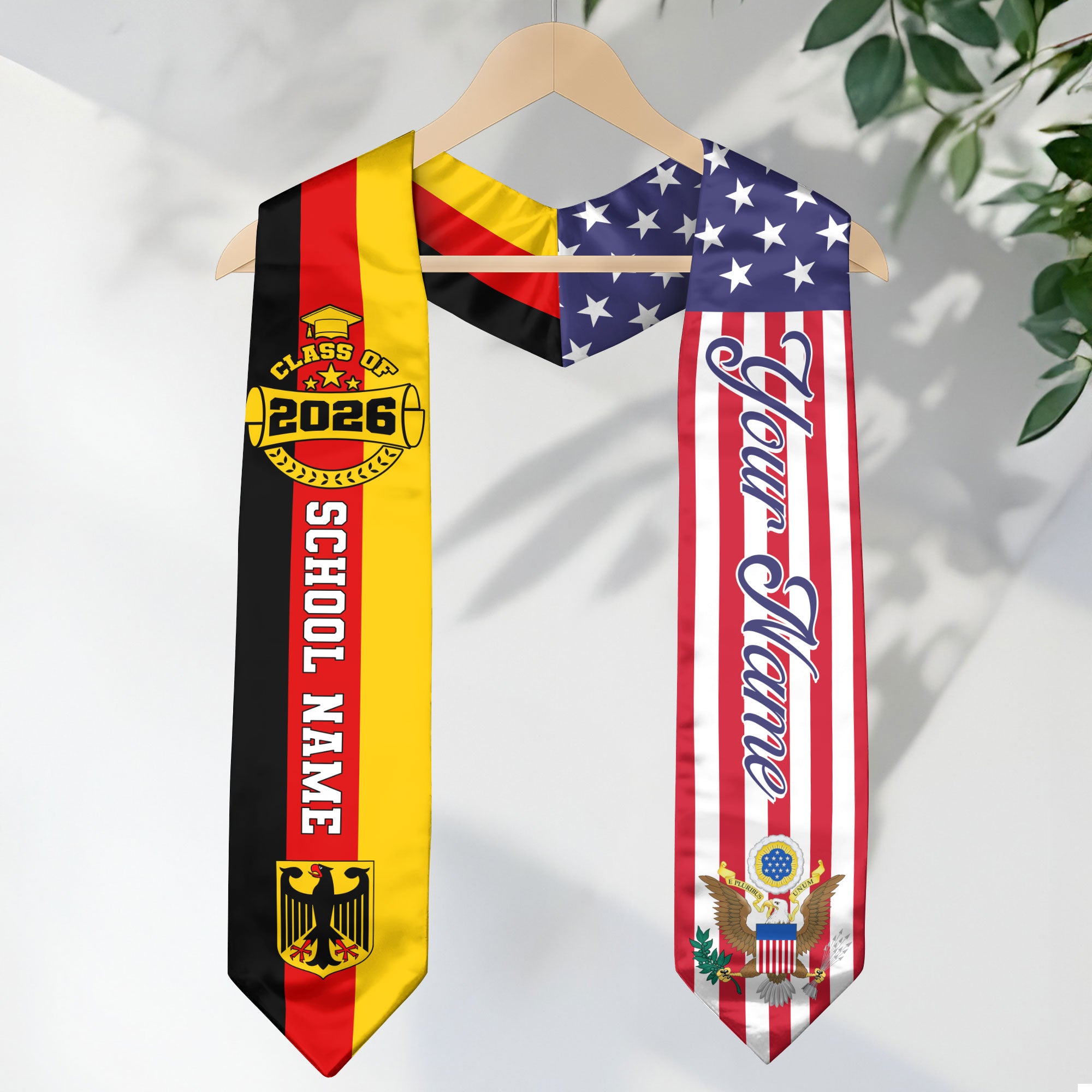 German Graduation Stole 2026, Germany Flag Sash, Custom Touch Graduation Stole 2026