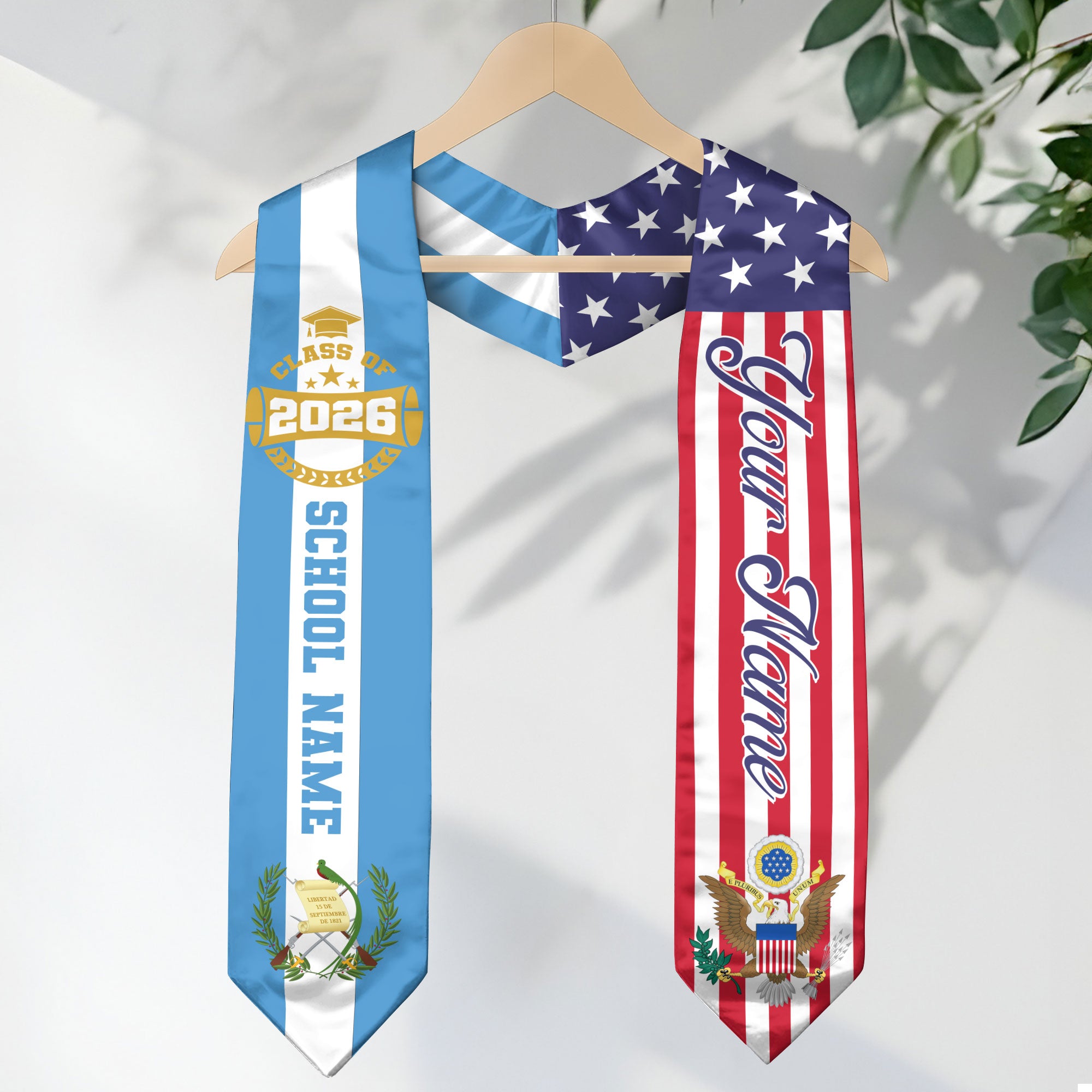 Guatemalan Graduation Stole 2026, Guatemala Flag Sash, Custom Touch Graduation Stole 2026