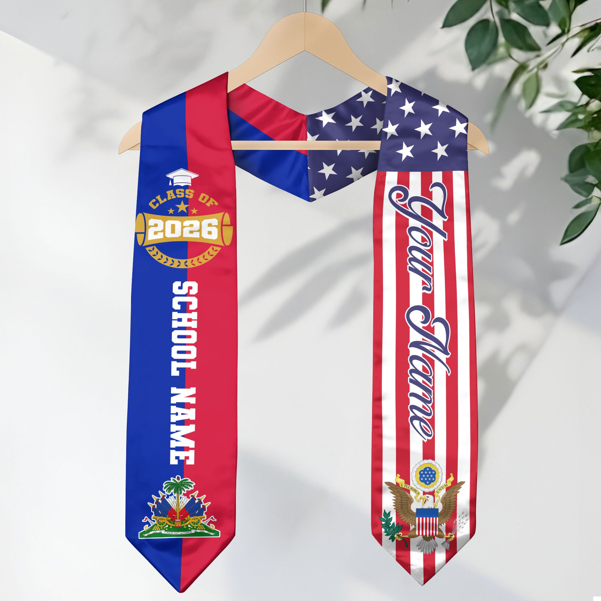 Haitian Flag Graduation Stole 2026, Haiti Sash Stole, Custom-Ready Gift for Graduates